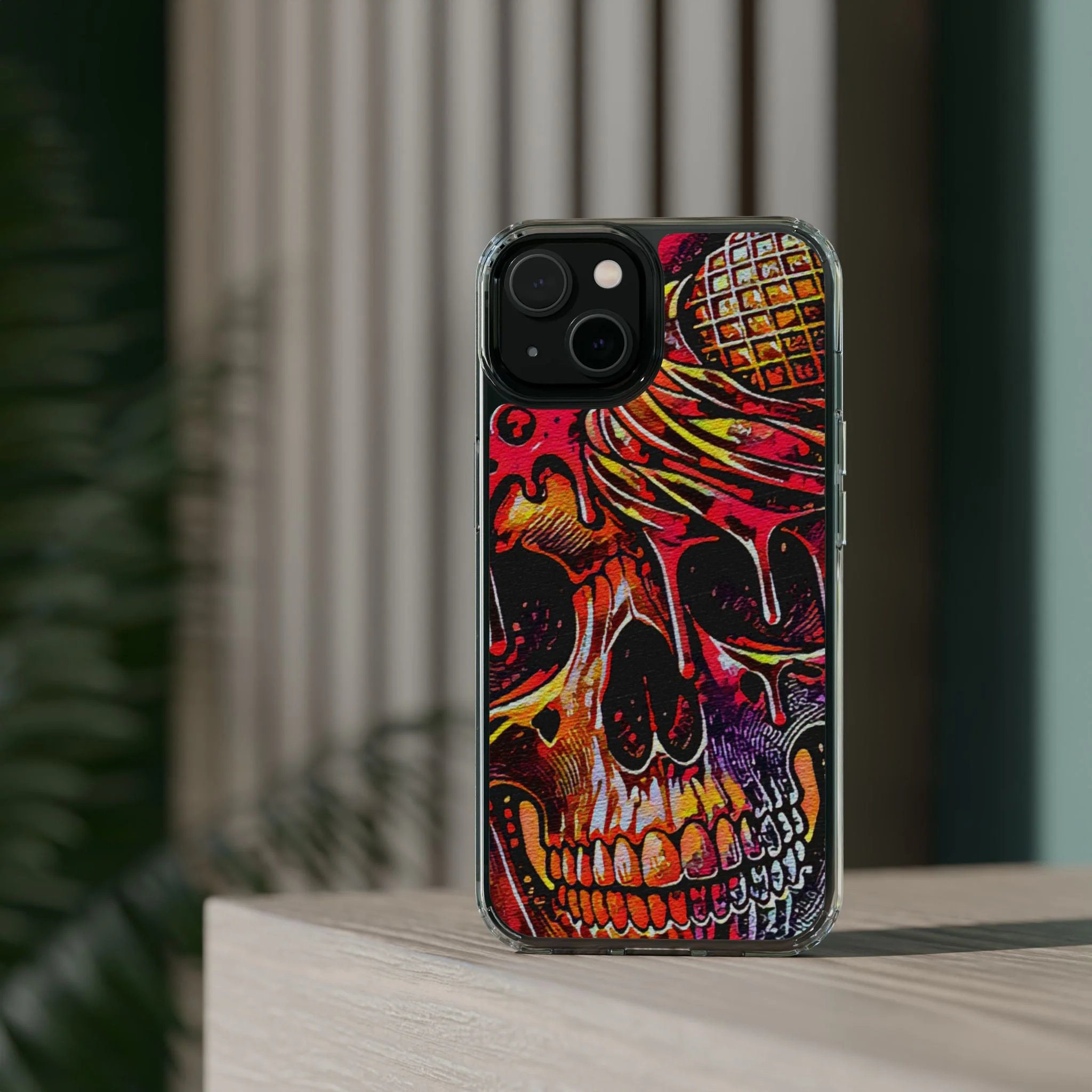 Neon Ice Cream Skull Clear Phone Case - Image 53