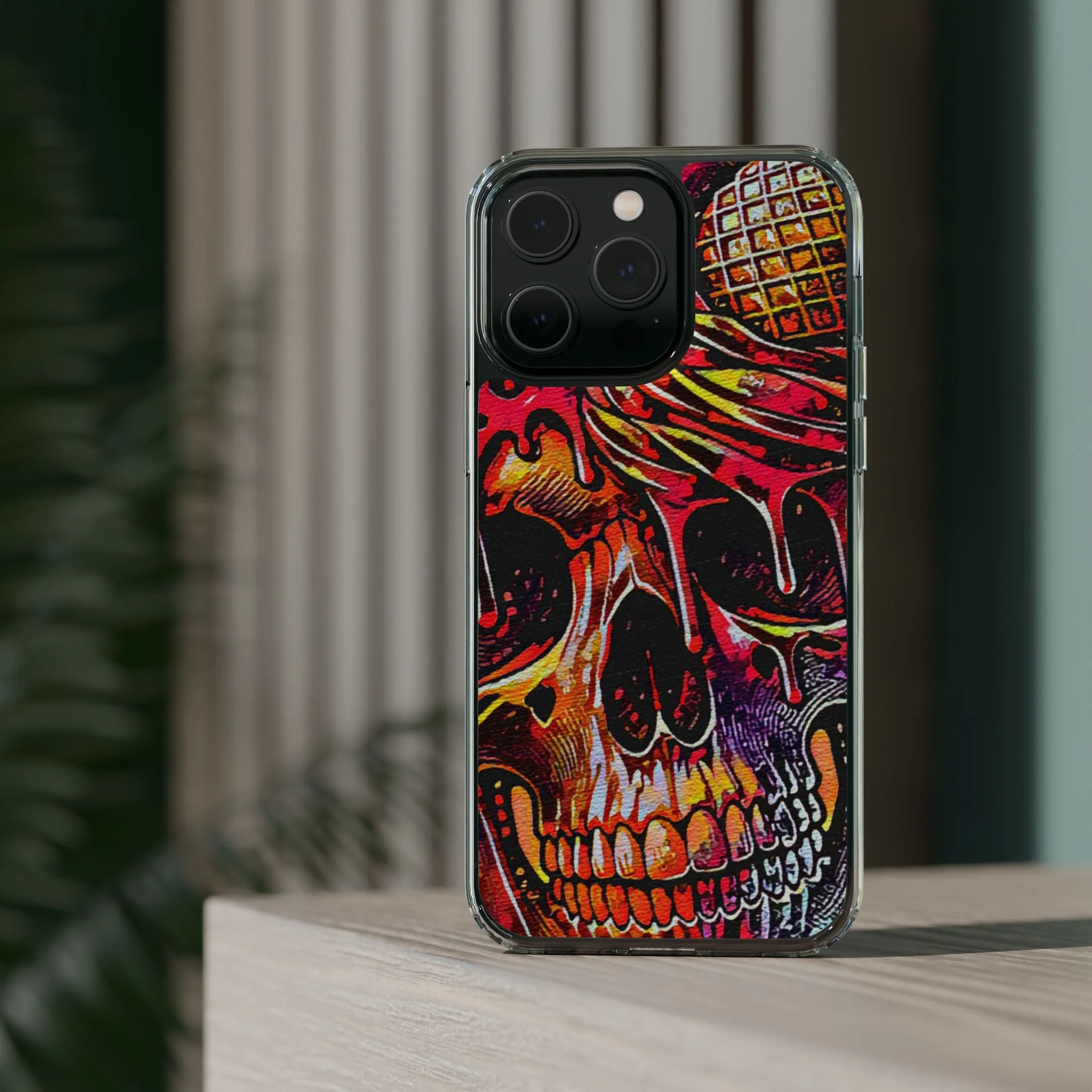 Neon Ice Cream Skull Clear Phone Case - Image 62