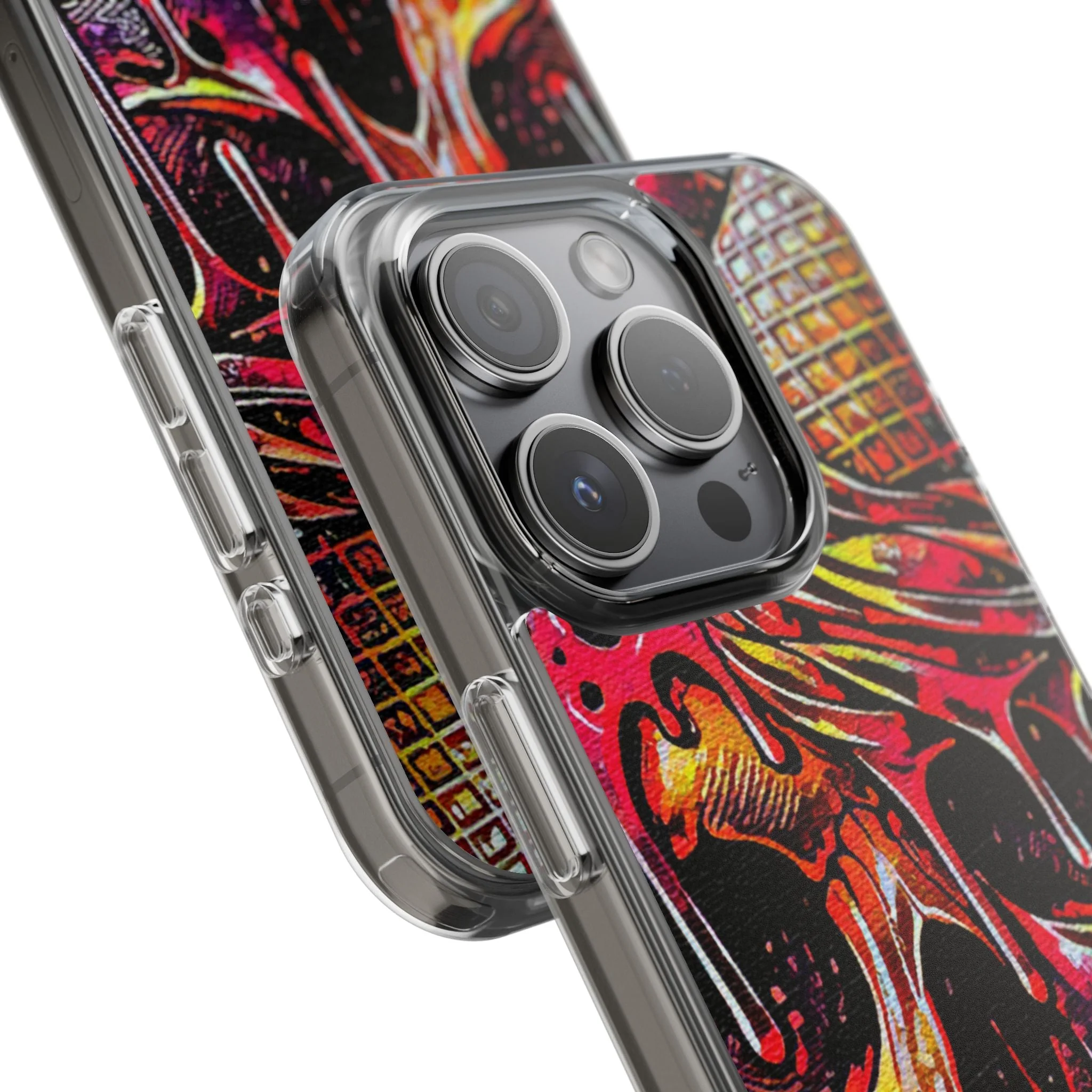 Neon Ice Cream Skull Clear Phone Case - Image 65