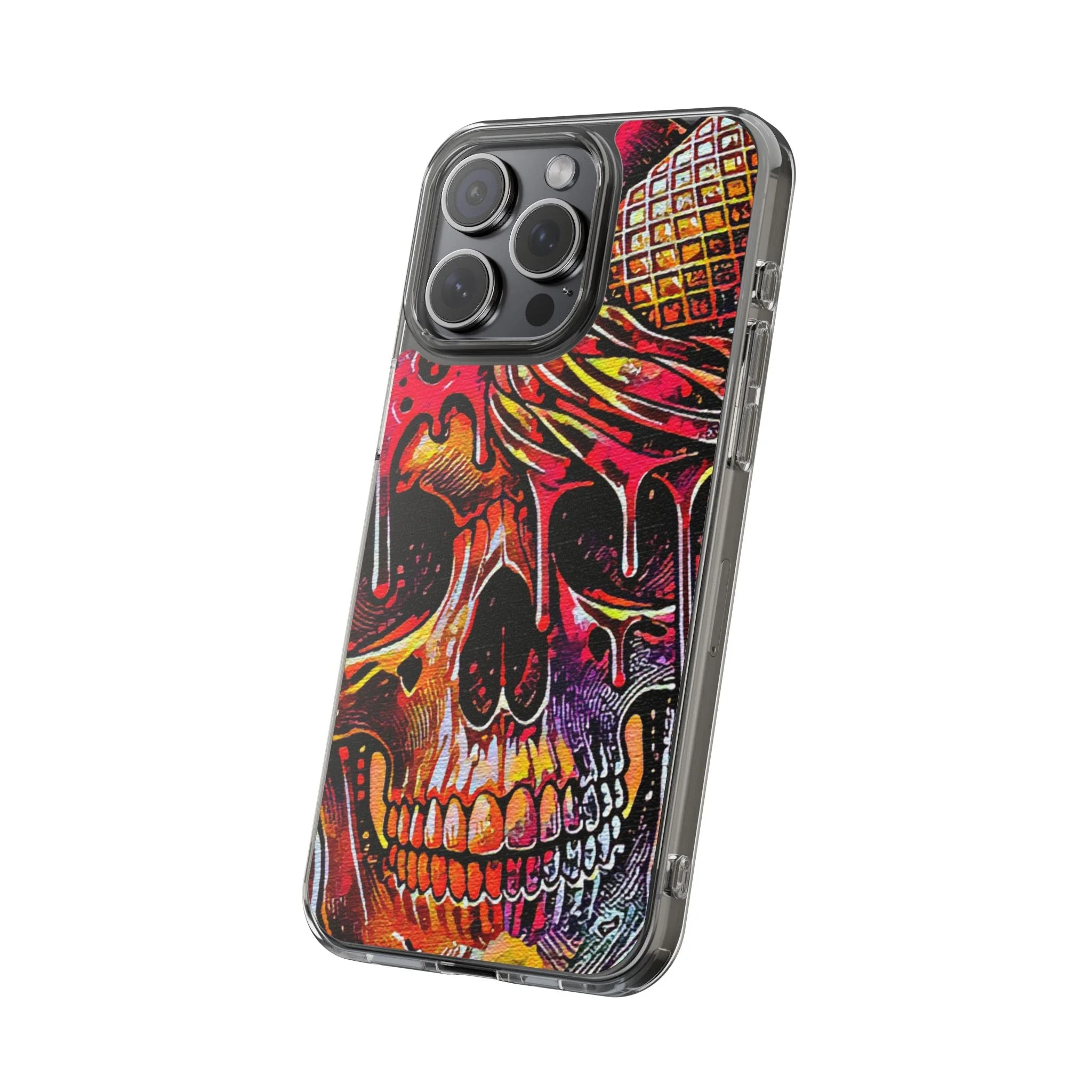 Neon Ice Cream Skull Clear Phone Case - Image 70