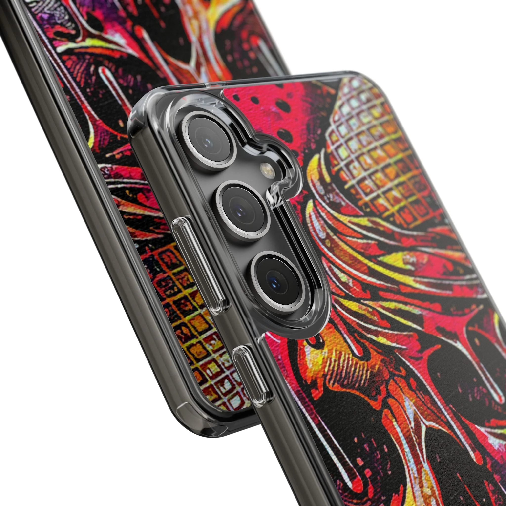 Neon Ice Cream Skull Clear Phone Case - Image 77