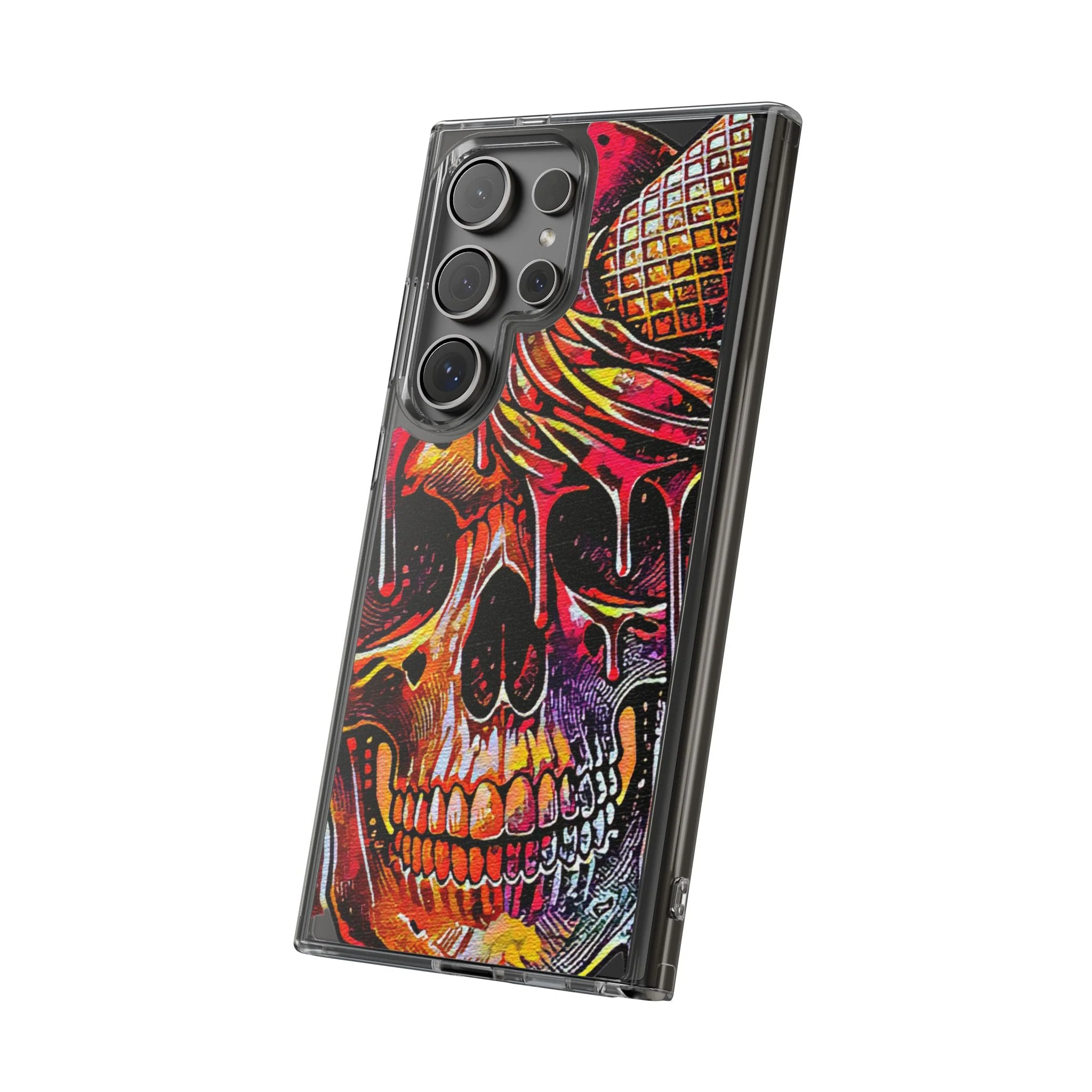 Neon Ice Cream Skull Clear Phone Case - Image 79