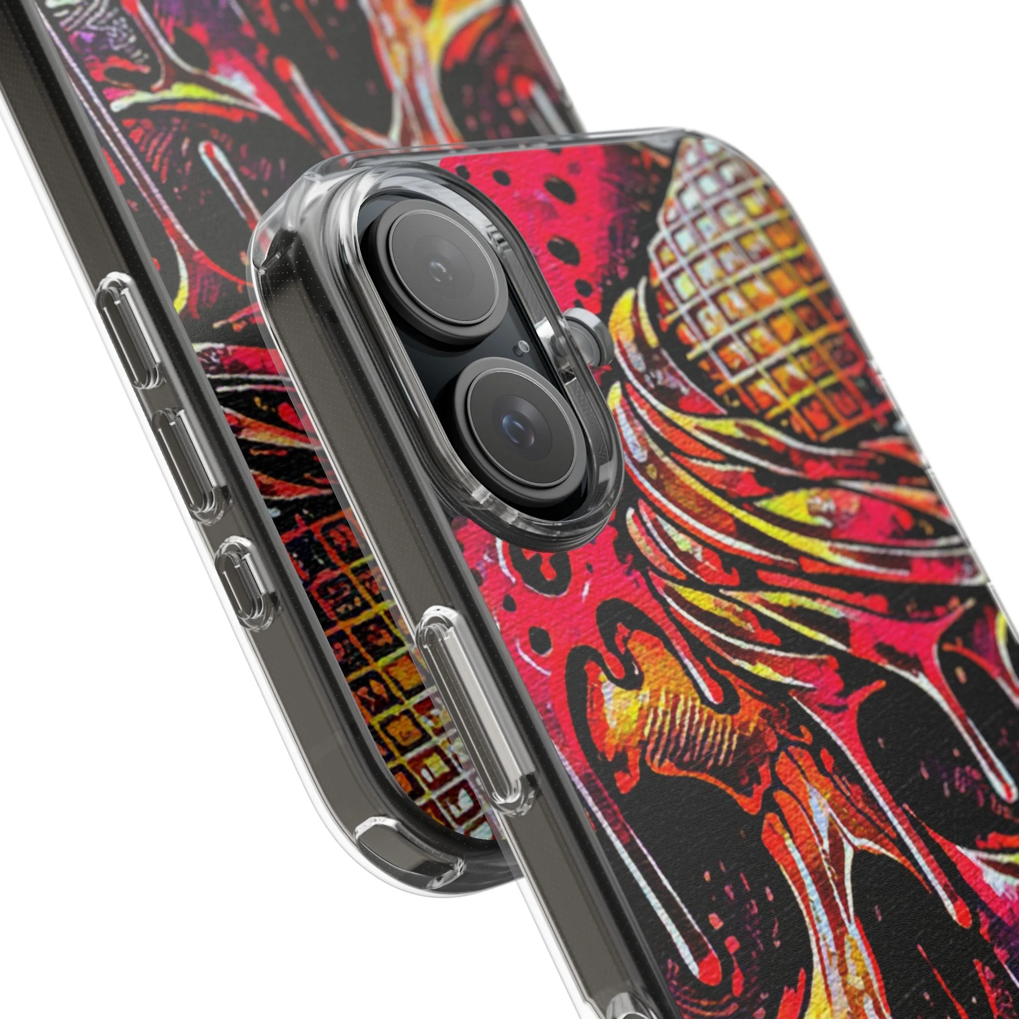Neon Ice Cream Skull Clear Phone Case - Image 83