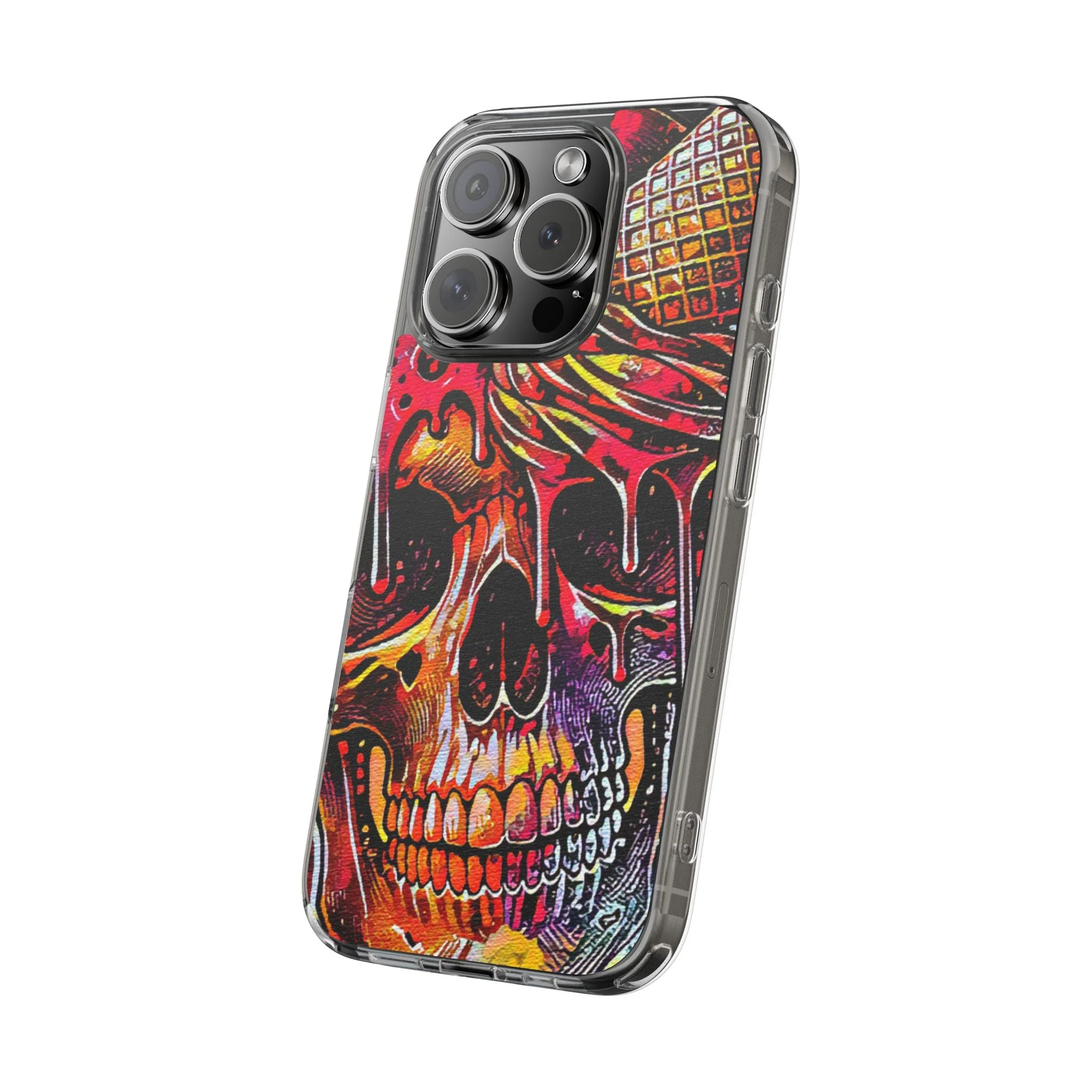 Neon Ice Cream Skull Clear Phone Case - Image 85