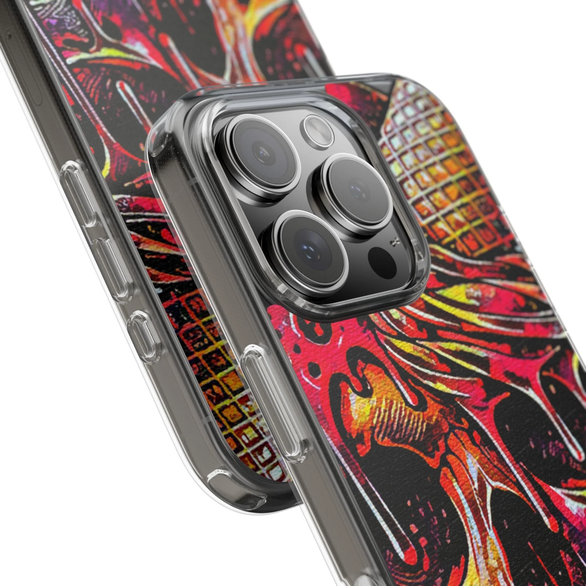 Neon Ice Cream Skull Clear Phone Case - Image 86