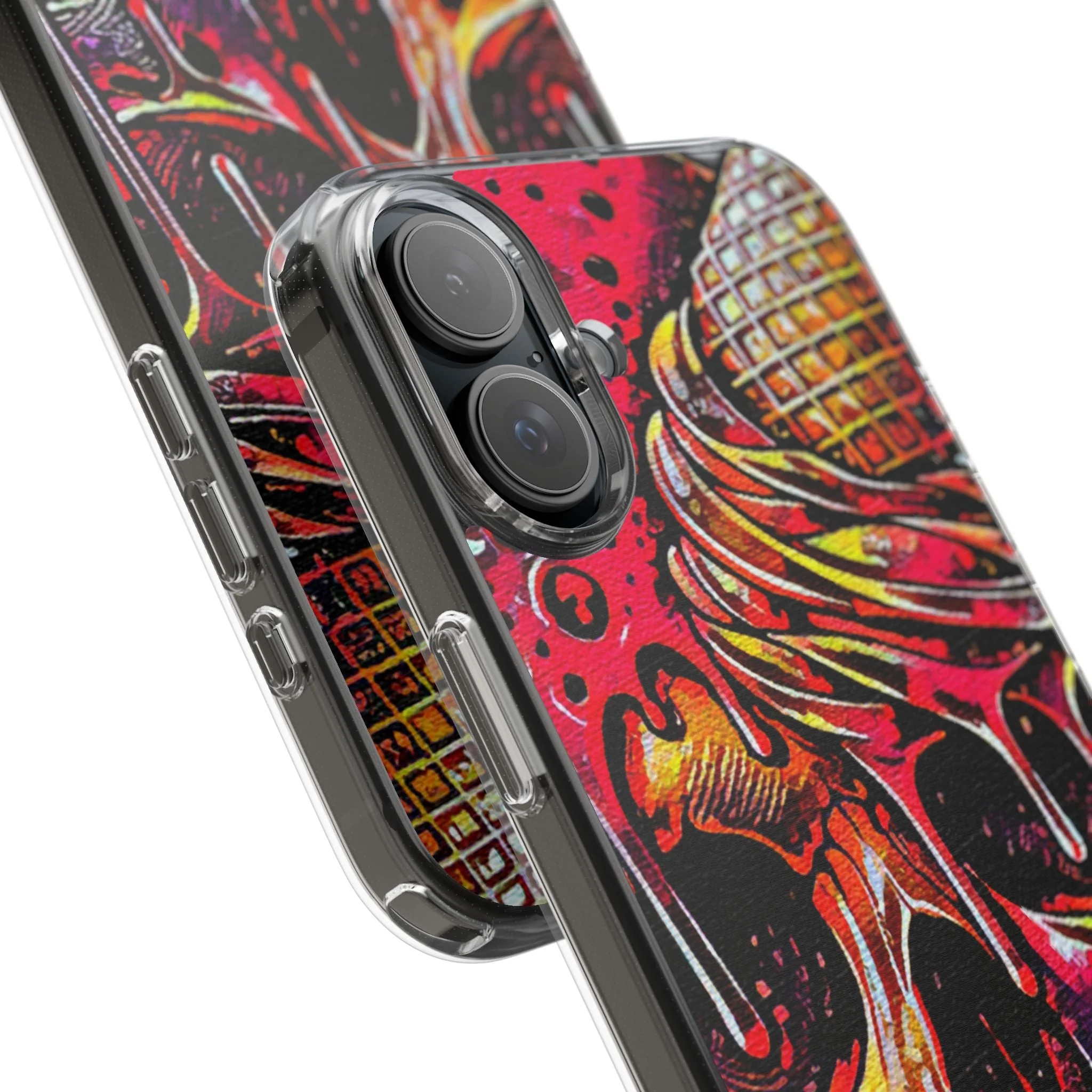 Neon Ice Cream Skull Clear Phone Case - Image 89