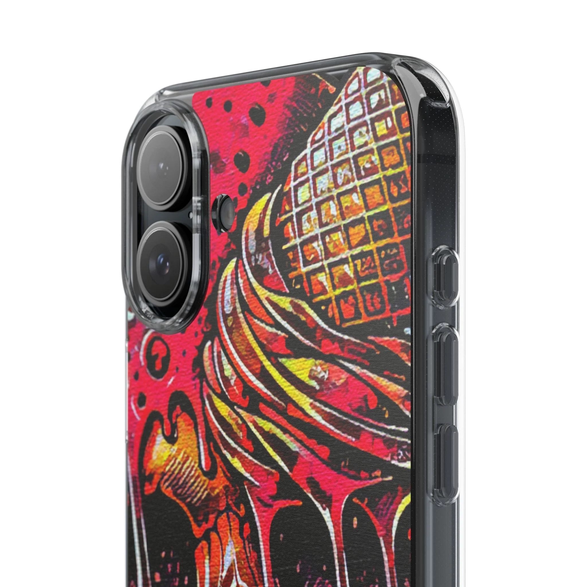 Neon Ice Cream Skull Clear Phone Case - Image 90