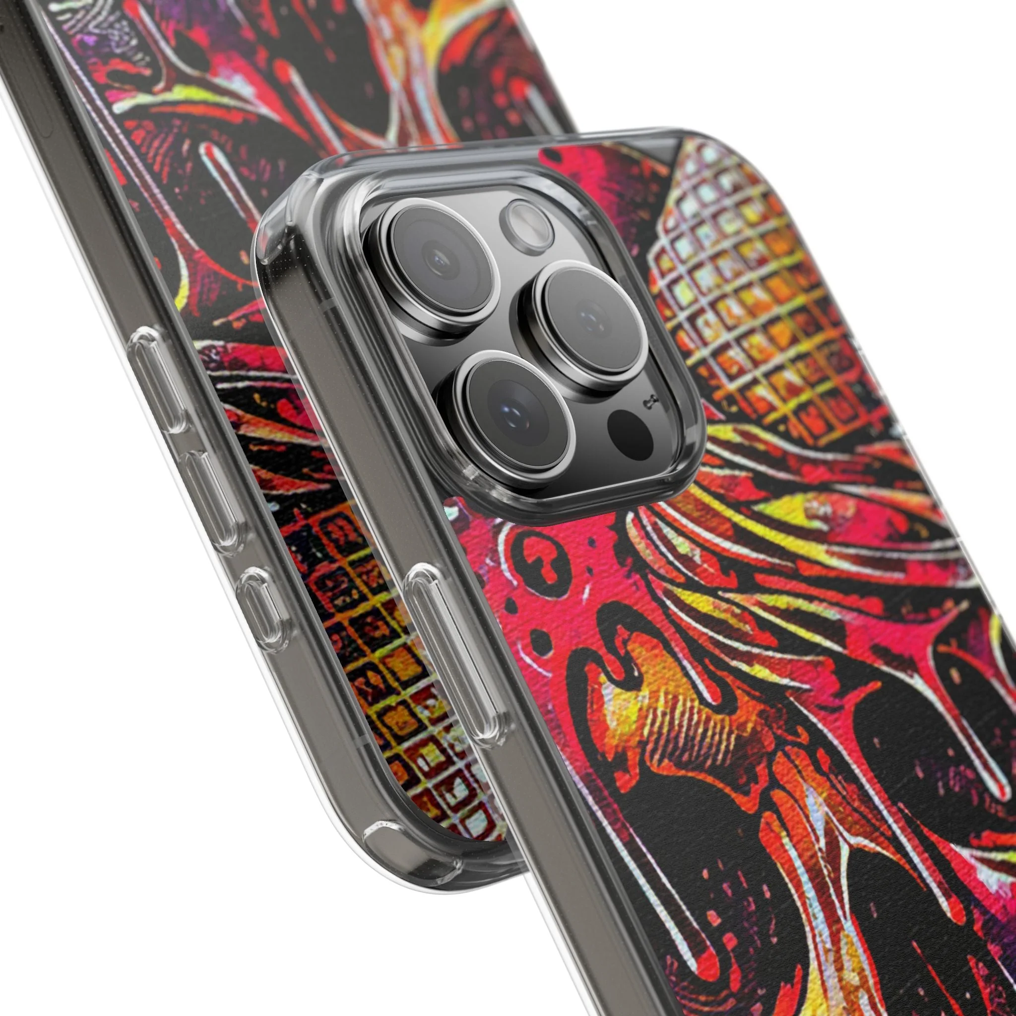 Neon Ice Cream Skull Clear Phone Case - Image 92