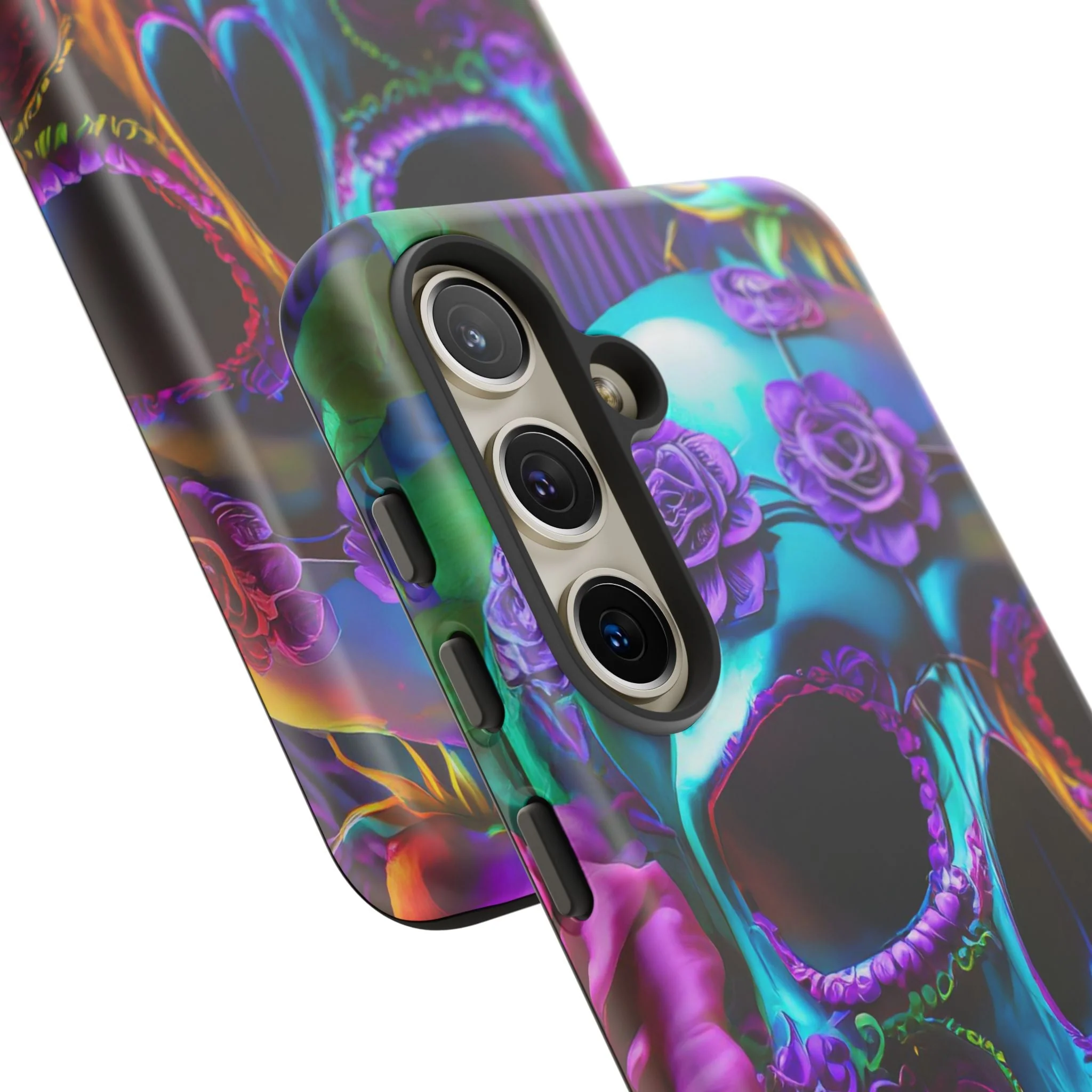 Neon Skull and Roses Vibrant Tough Phone Case - Image 78
