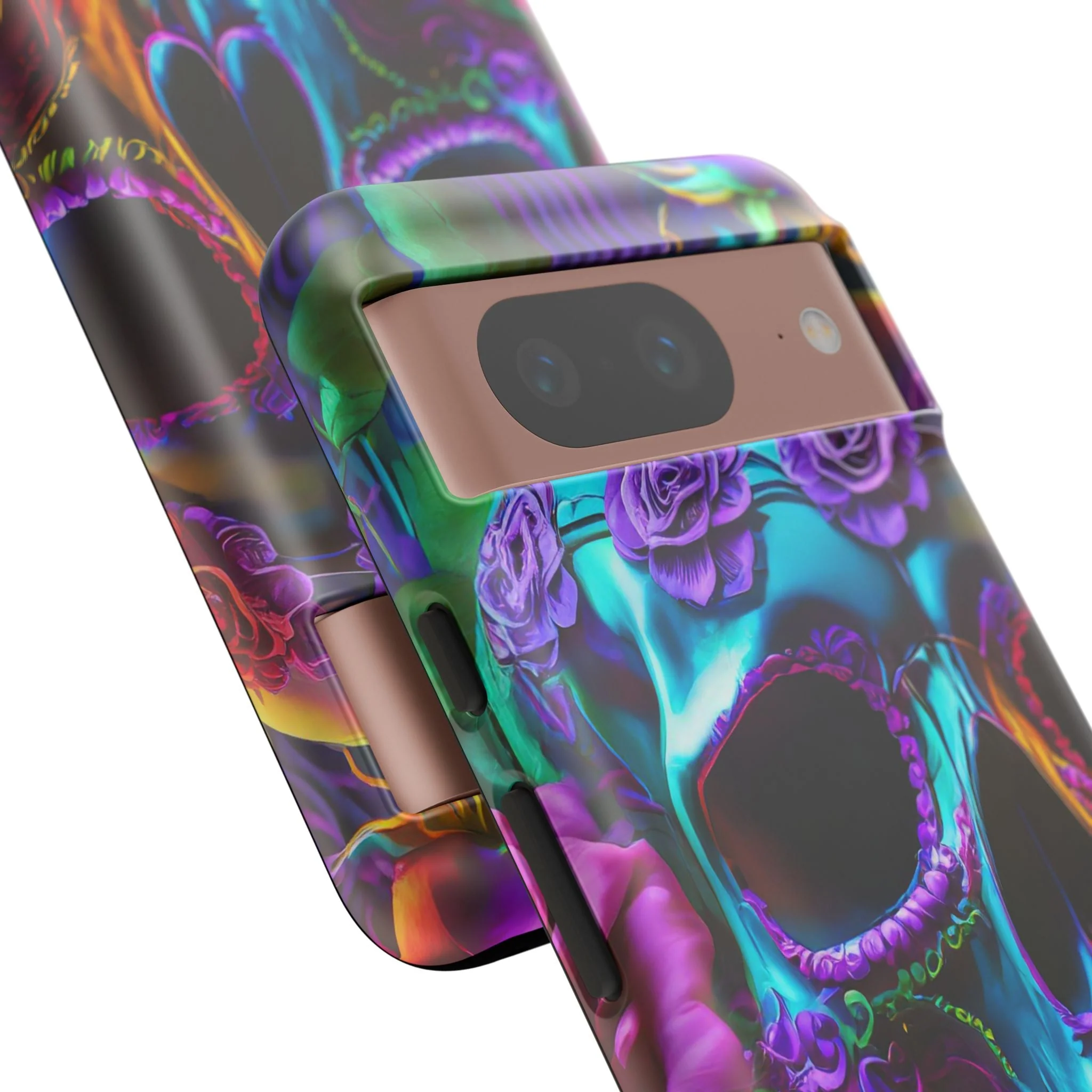 Neon Skull and Roses Vibrant Tough Phone Case - Image 84