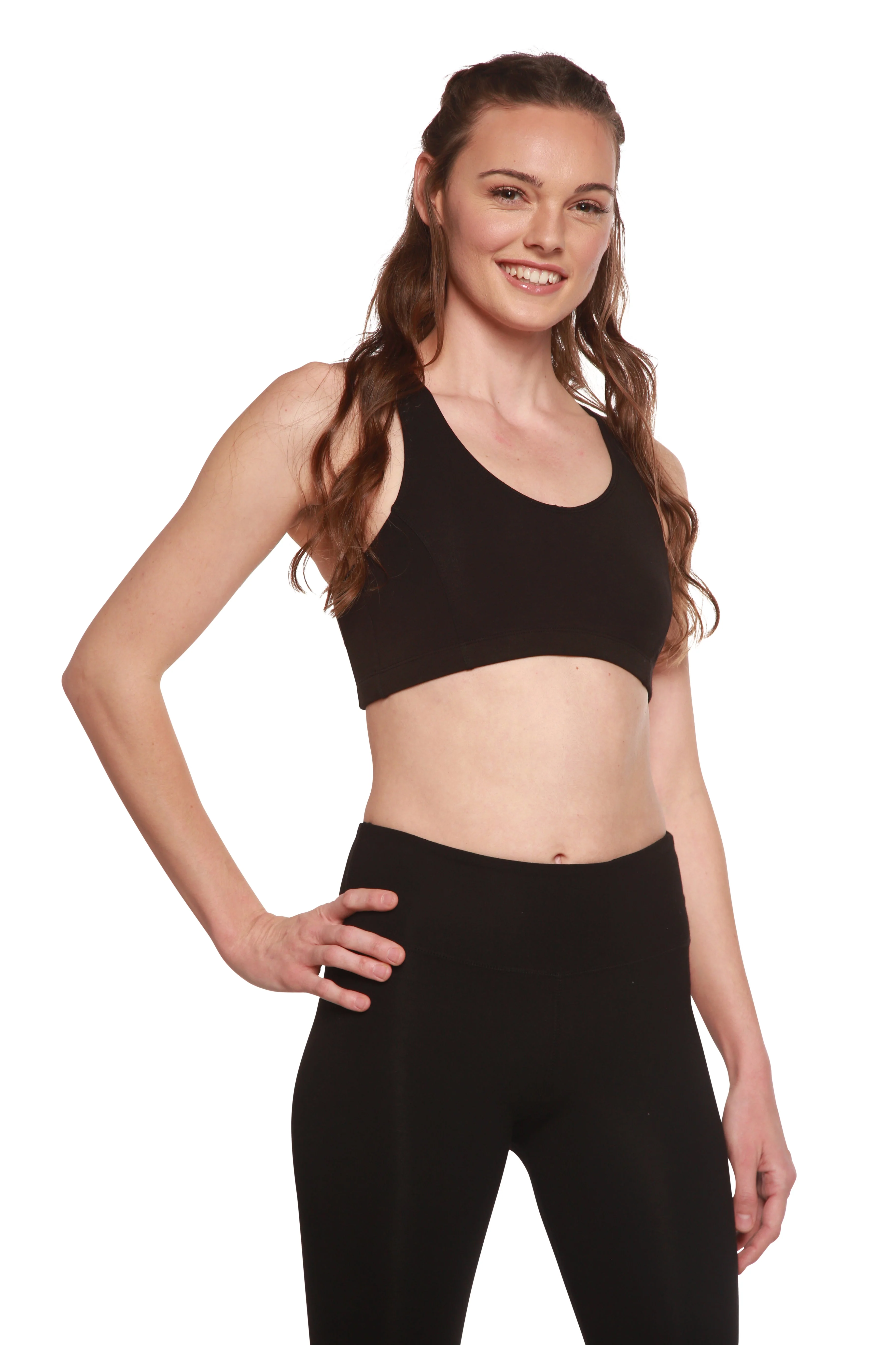 New Women's Bamboo Padded Sports Bra in Black - Image 2