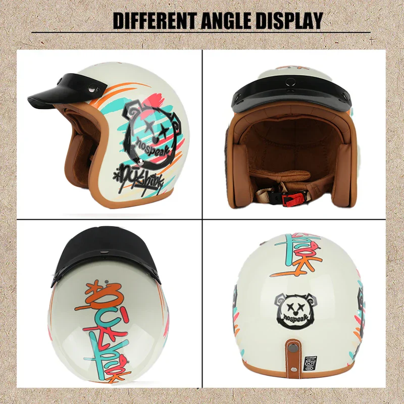 NOSPEAK Retro Motorcycle Helmet + 1 Goggles free - Image 3