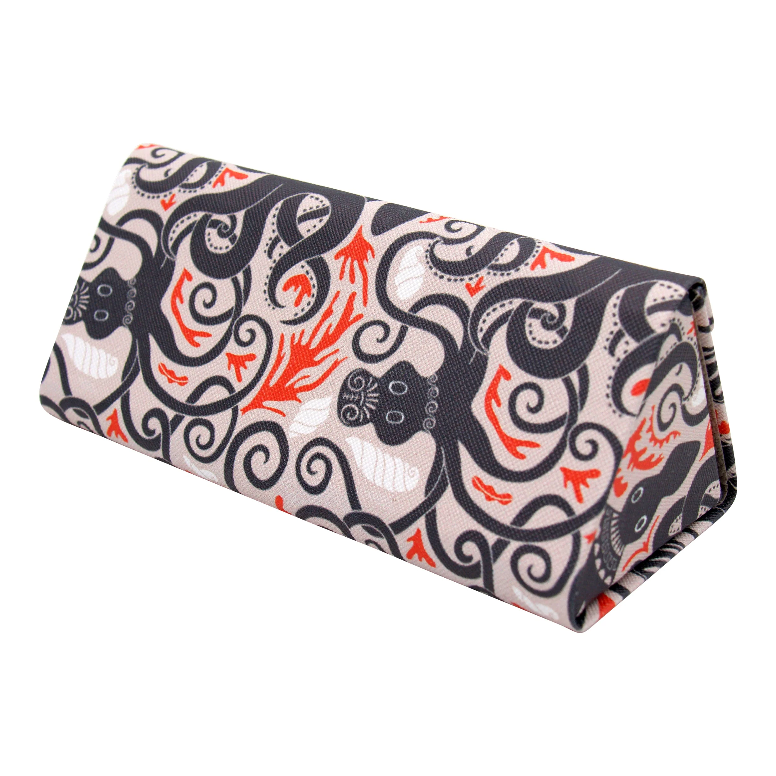 Octopus Print Glasses Case - Vegan Leather Magic Folding Hardcase - Image 5