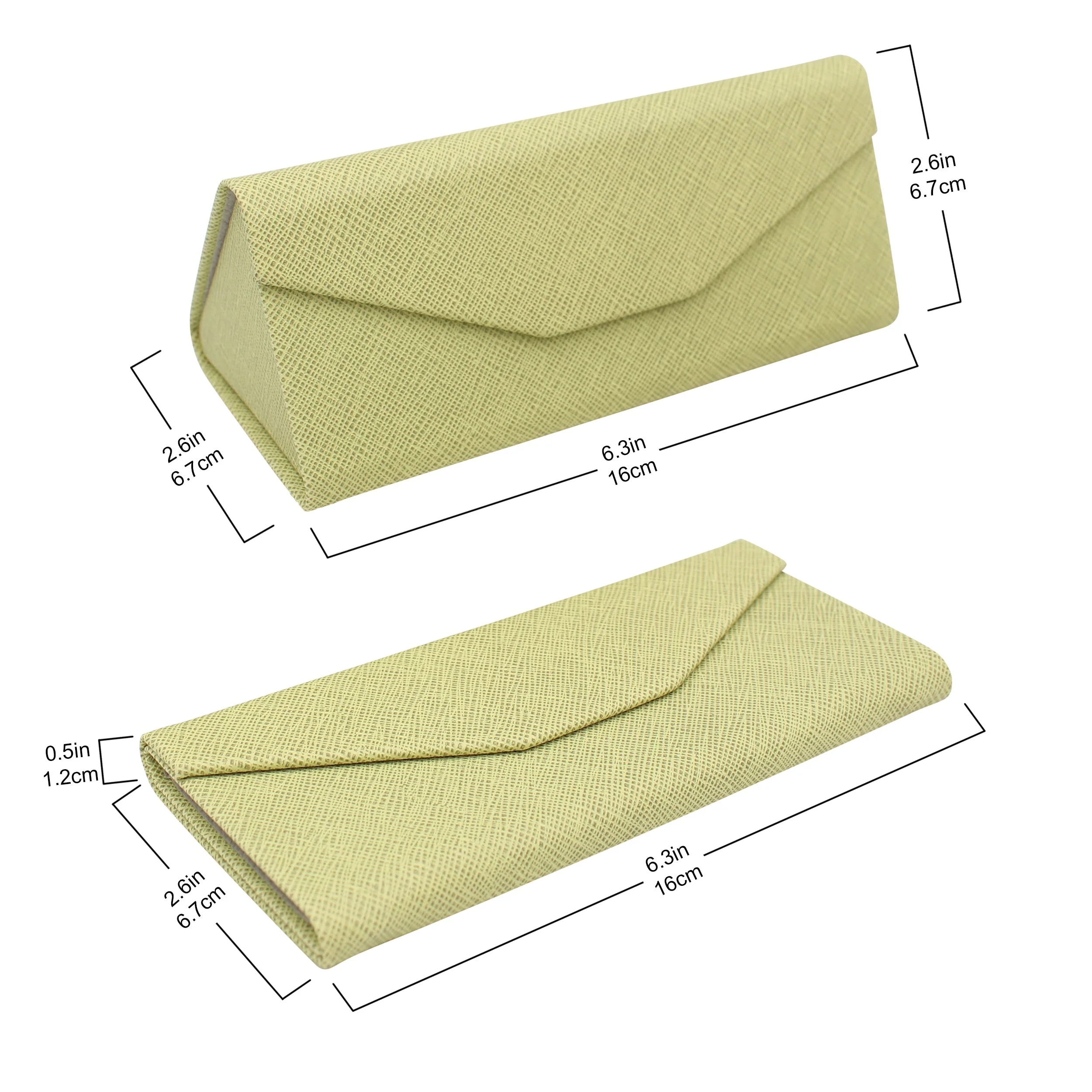 Olive Solid Color Glasses Case - Vegan Leather Magic Folding Hardcase - Image 3