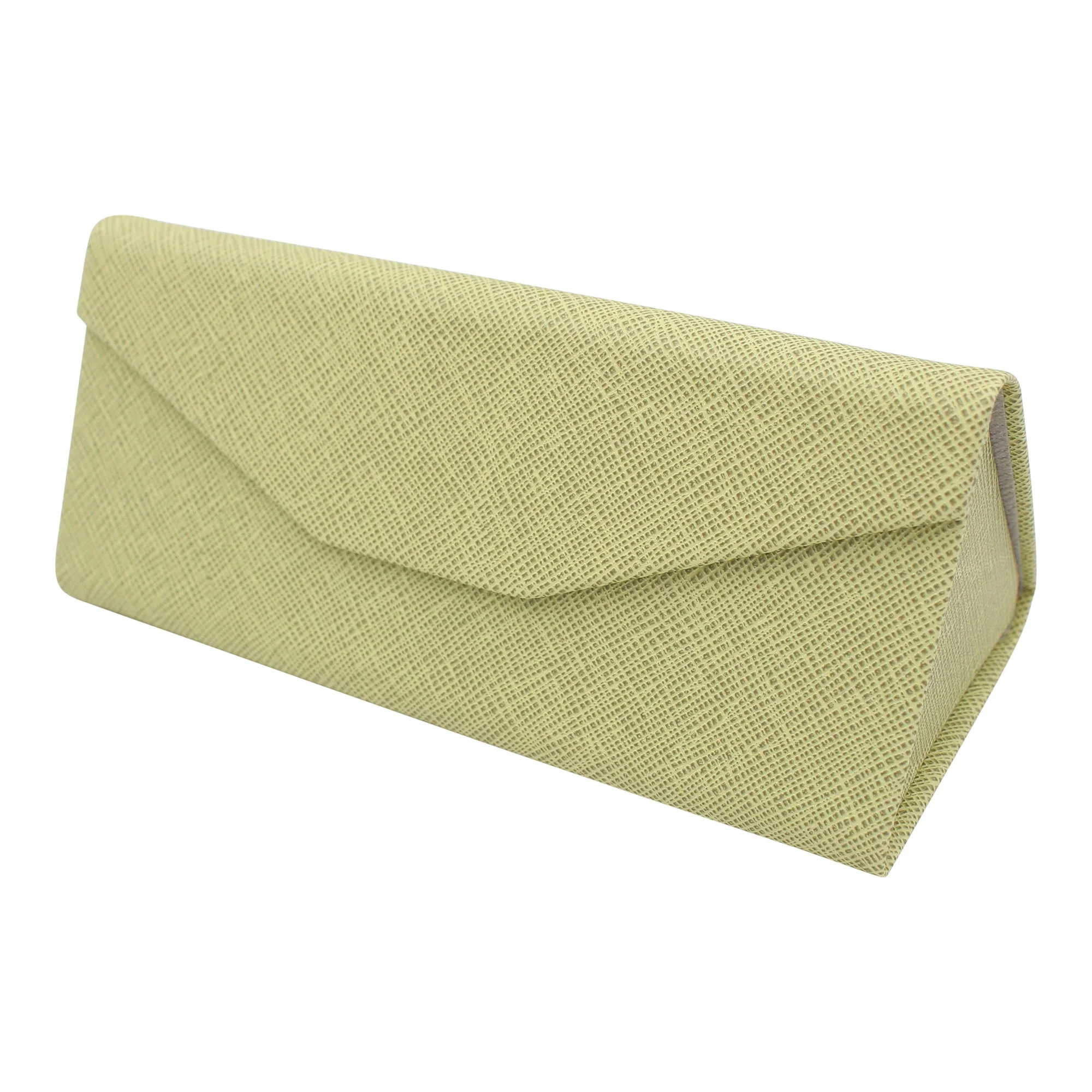 Olive Solid Color Glasses Case - Vegan Leather Magic Folding Hardcase - Image 4