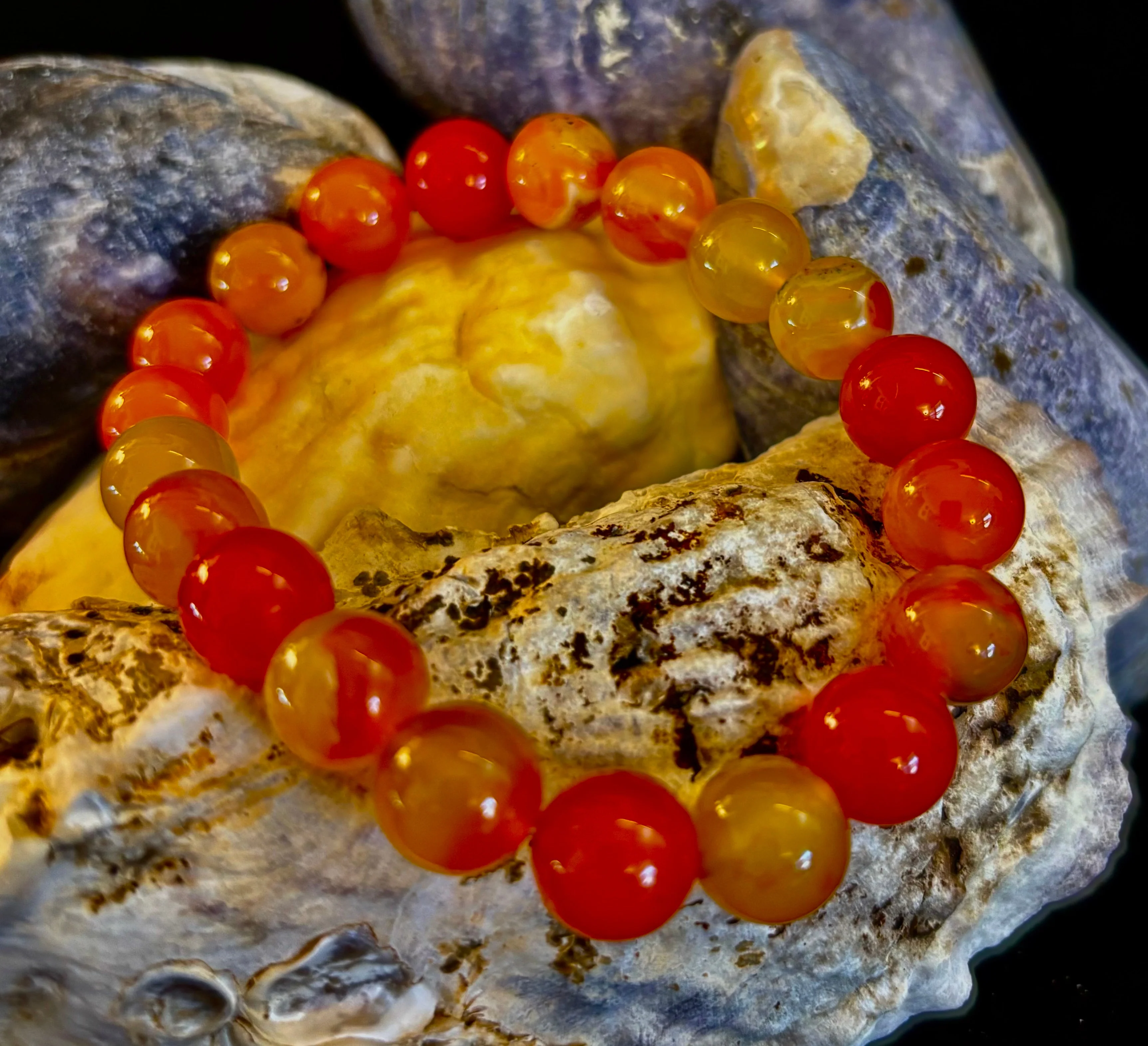 Orange Striped Agate Bracelet | 10mm Natural Stone Beads for Balance, Creativity & Confidence - Image 7