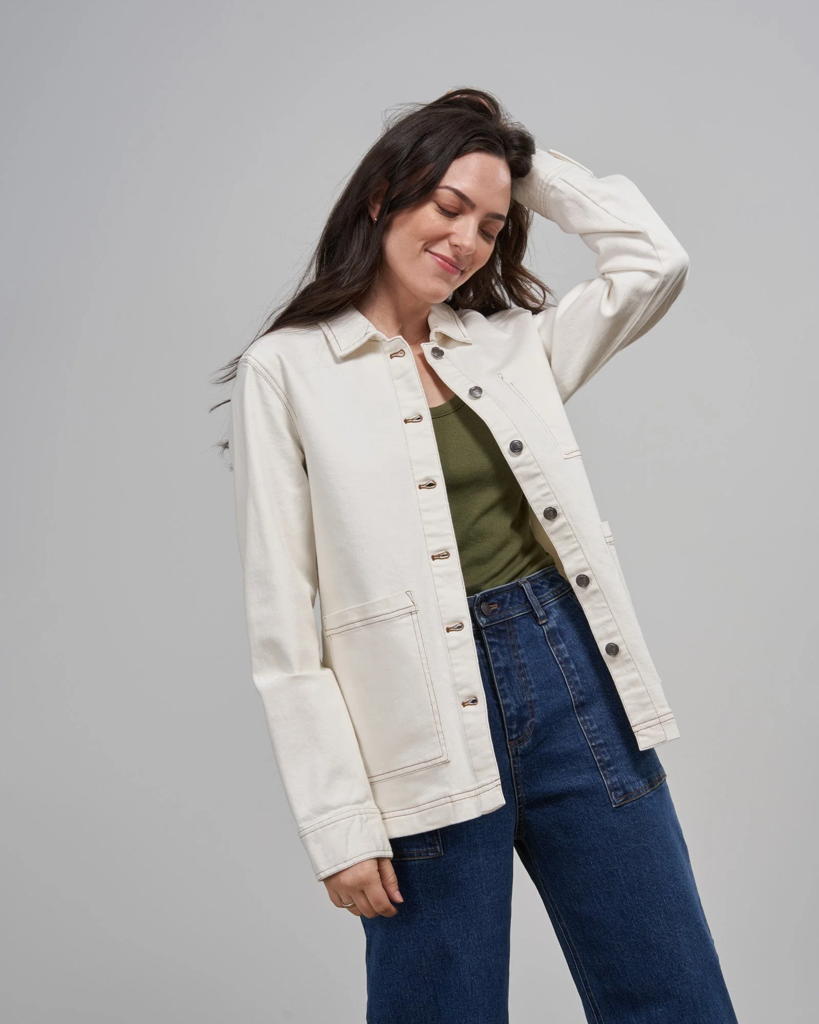 Organic Denim Painter's Jacket - Image 2