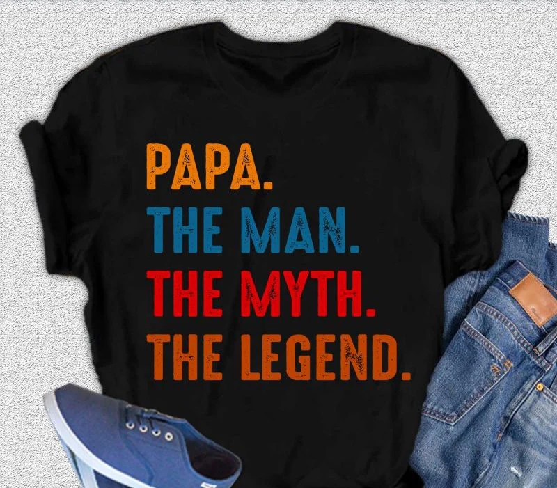 Papa, the Man, the Myth, the Legend Men's Bamboo Viscose/Organic Cotton Short Sleeve Graphic T-Shirt - Image 2