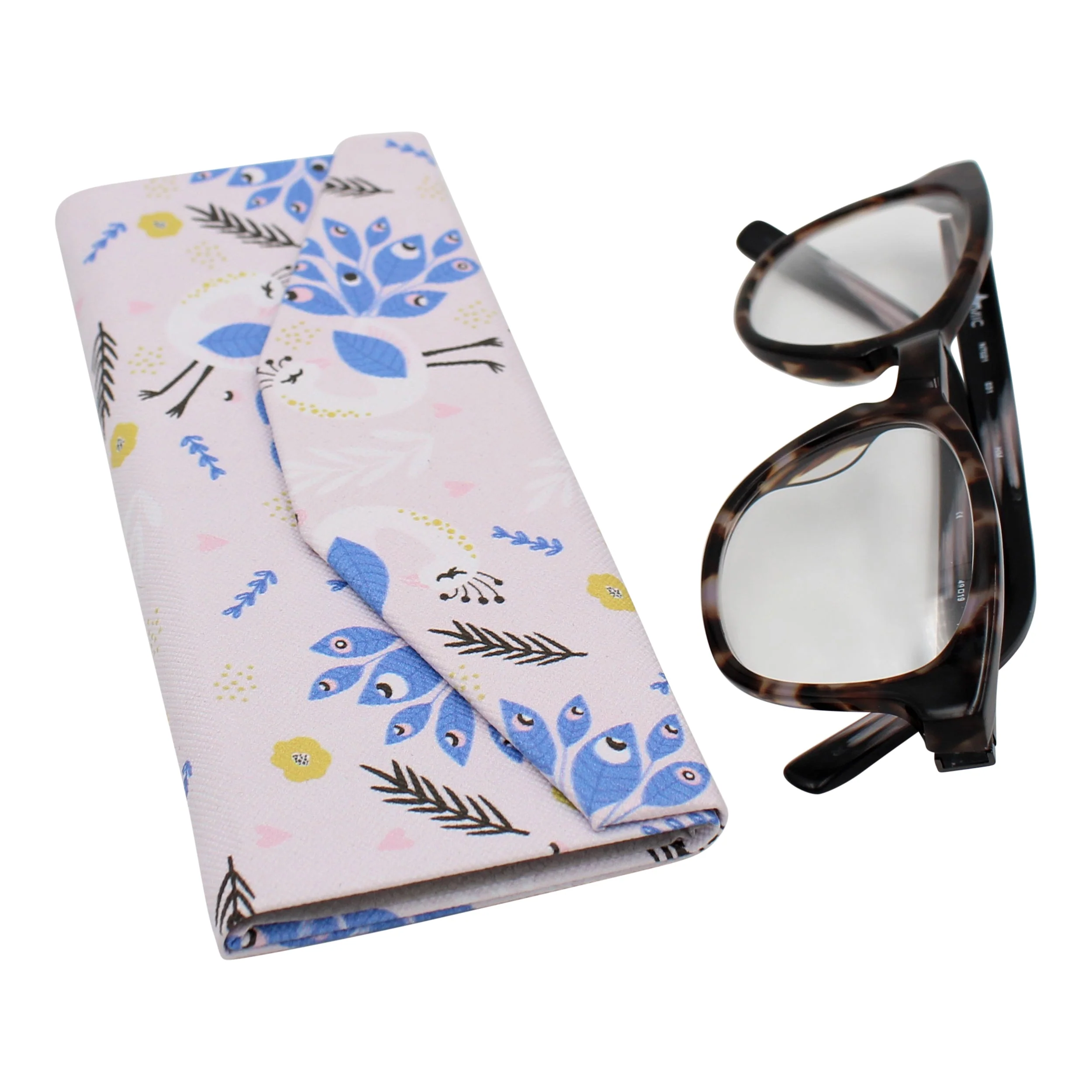 Peacock Print Glasses Case - Vegan Leather Magic Folding Hardcase - Image 2
