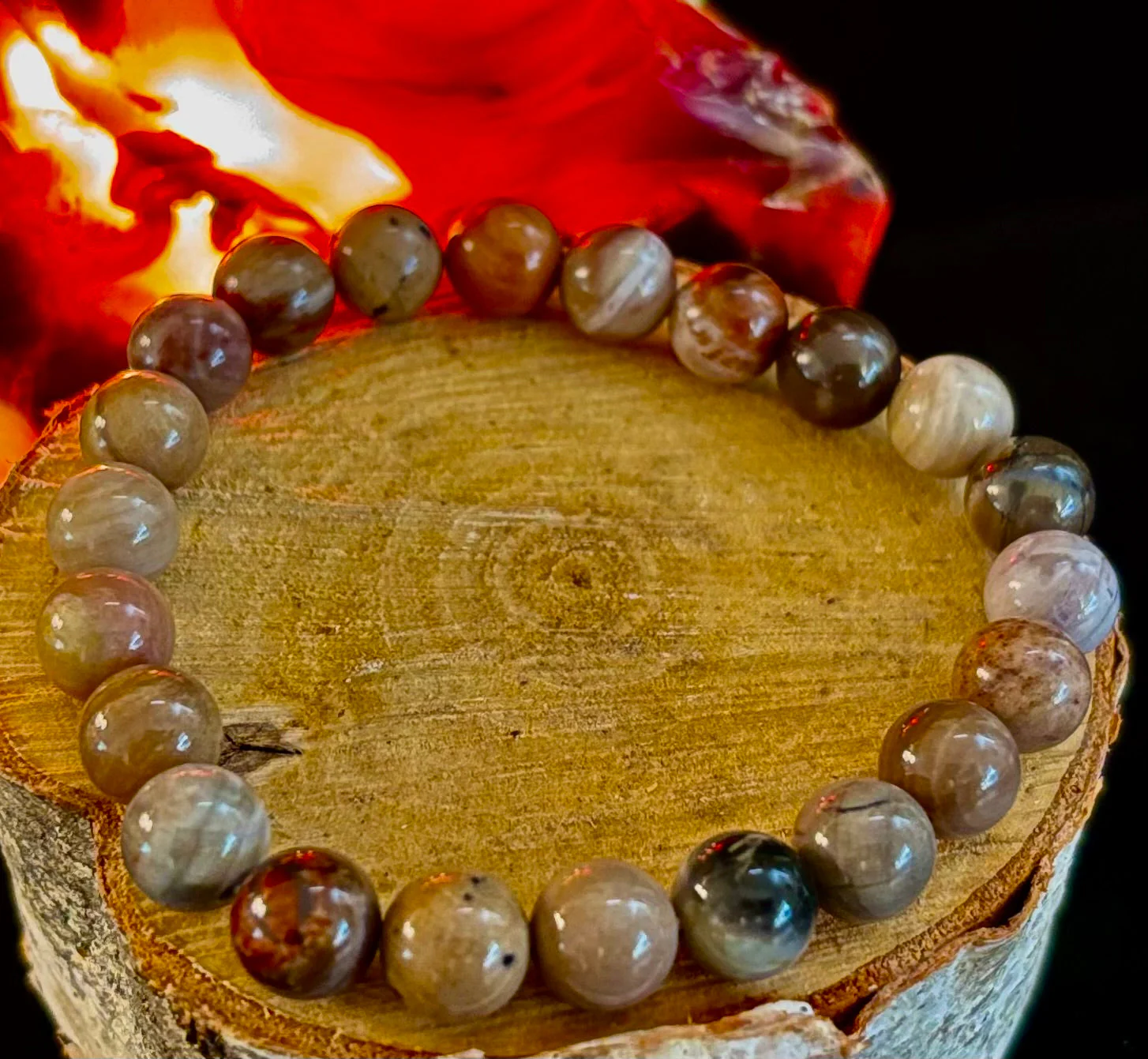 Petrified Wood Bracelet β 8mm Beads, Medium Wrists - Image 13