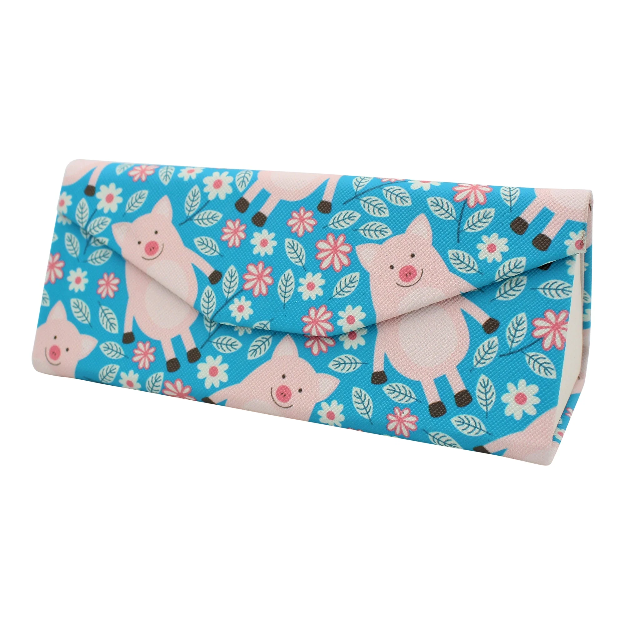 Pig Print Glasses Case - Vegan Leather Magic Folding Hardcase - Image 2