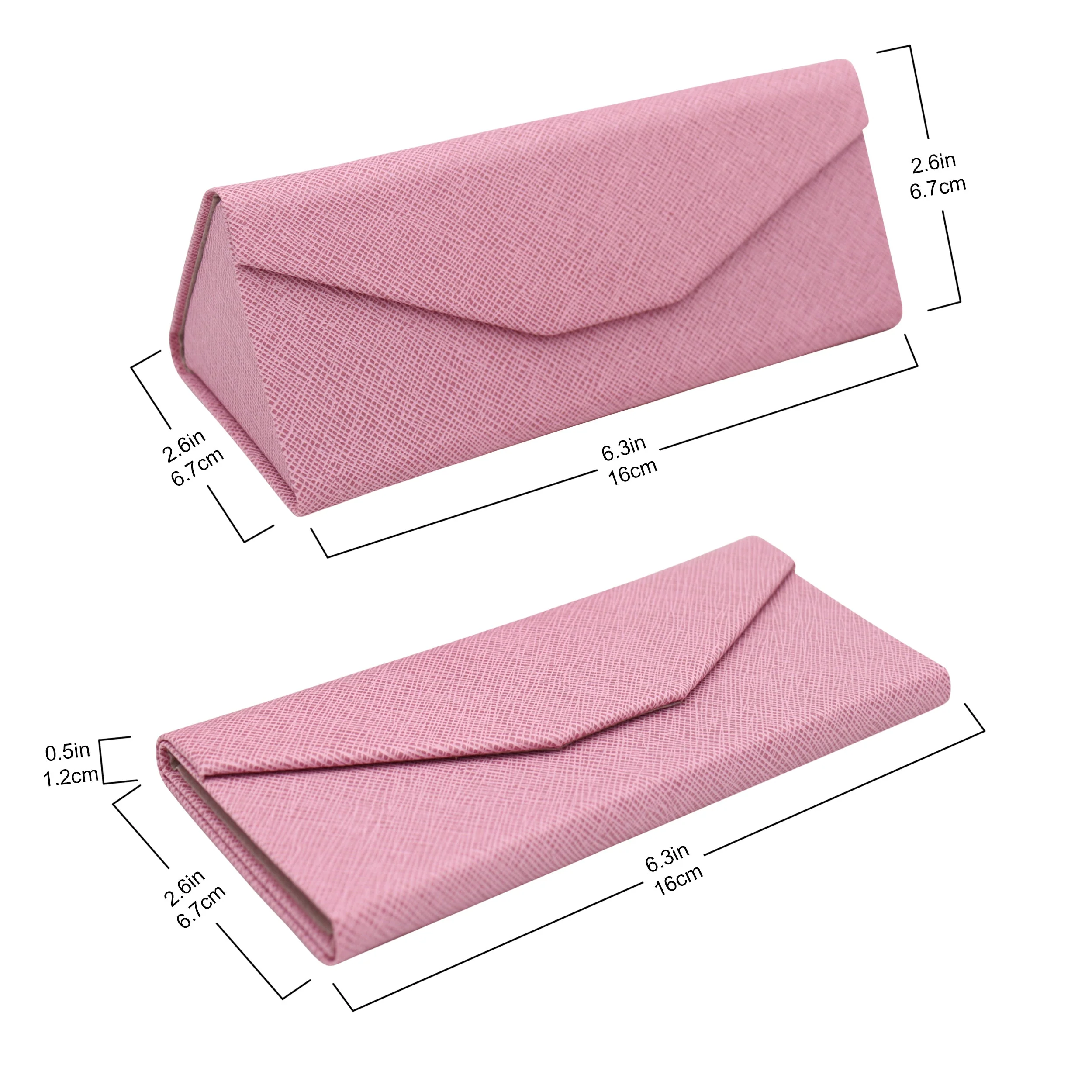 Pink Solid Color Glasses Case - Vegan Leather Magic Folding Hardcase - Image 3