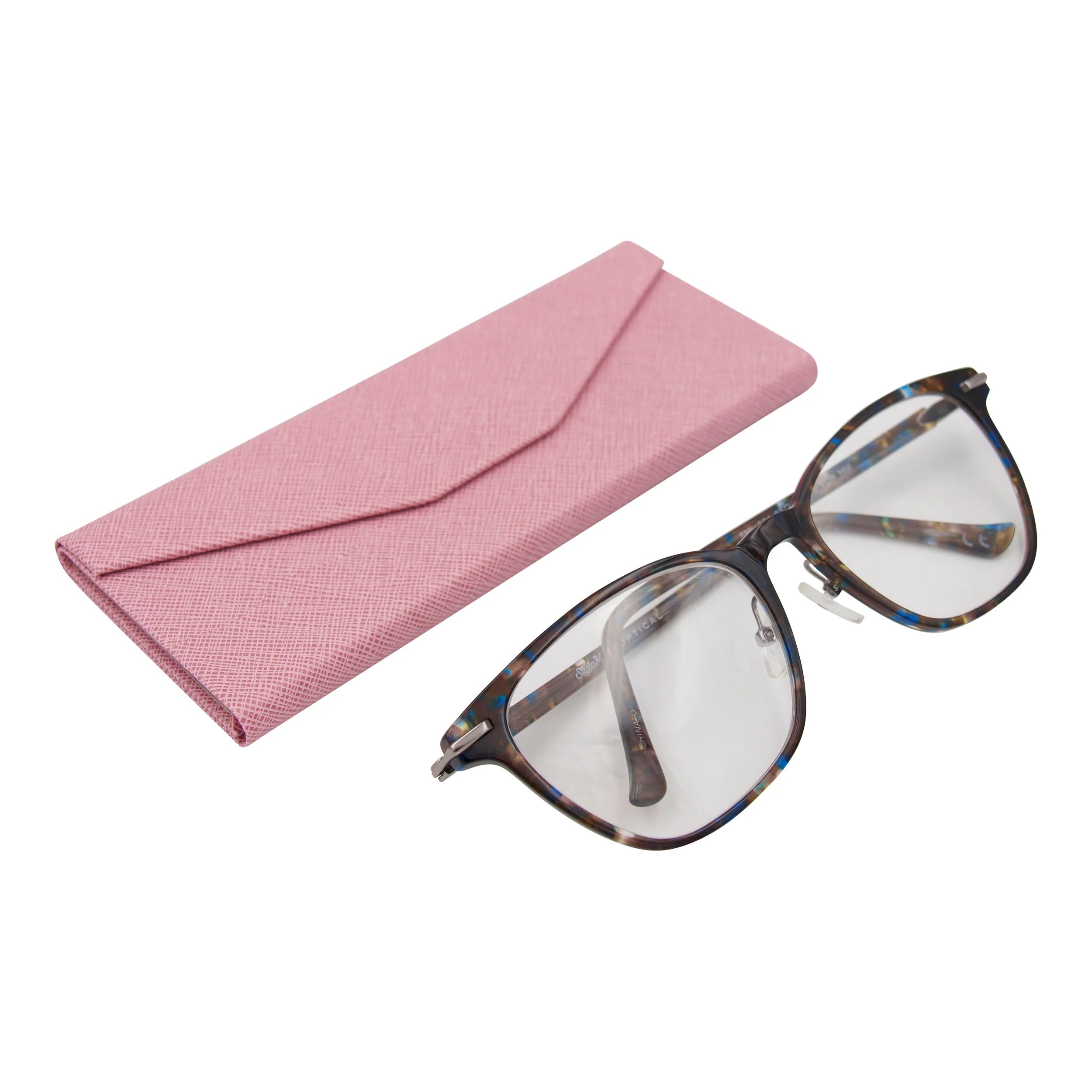 Pink Solid Color Glasses Case - Vegan Leather Magic Folding Hardcase - Image 6
