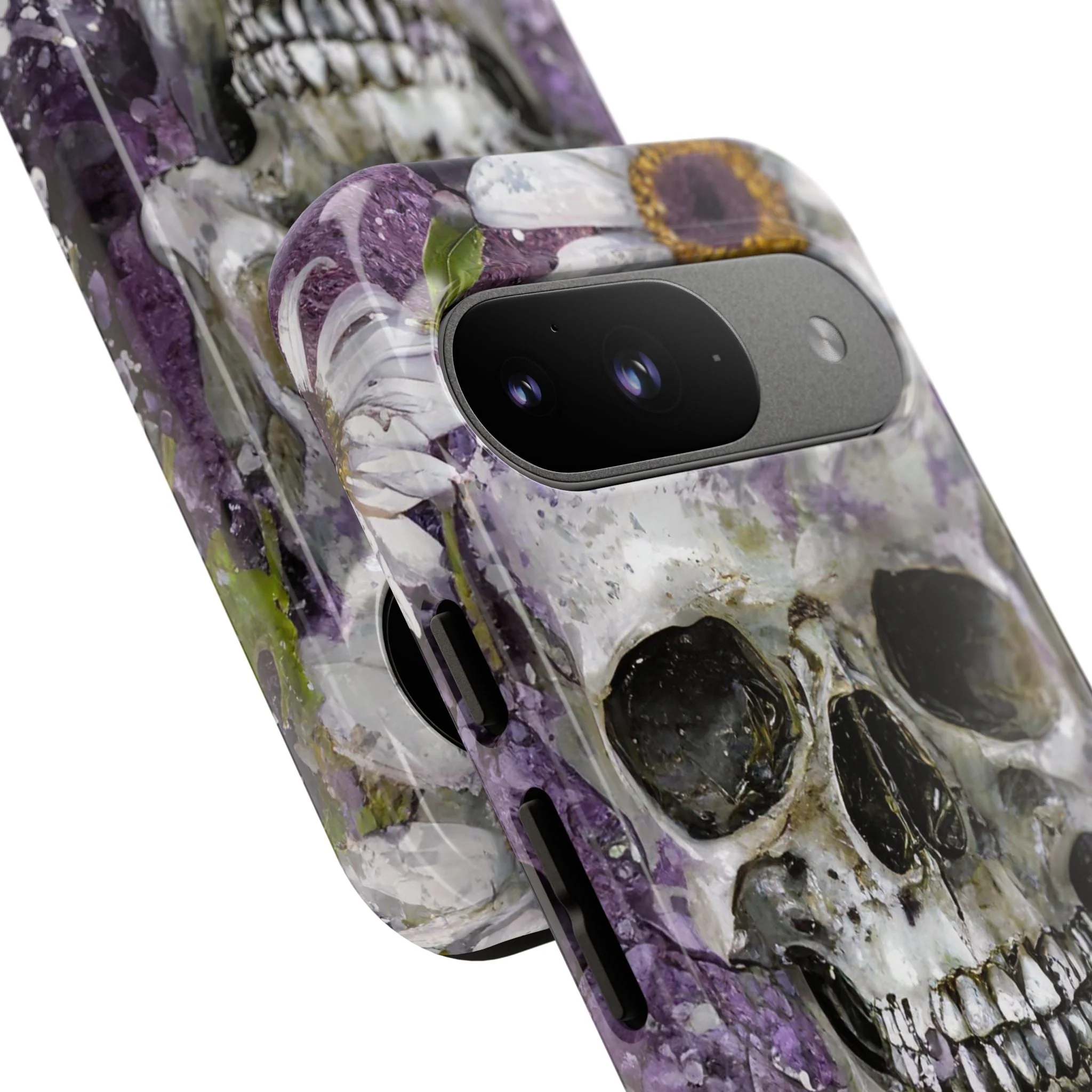 Plum Skull and Daisy Tough Phone Case - Image 107