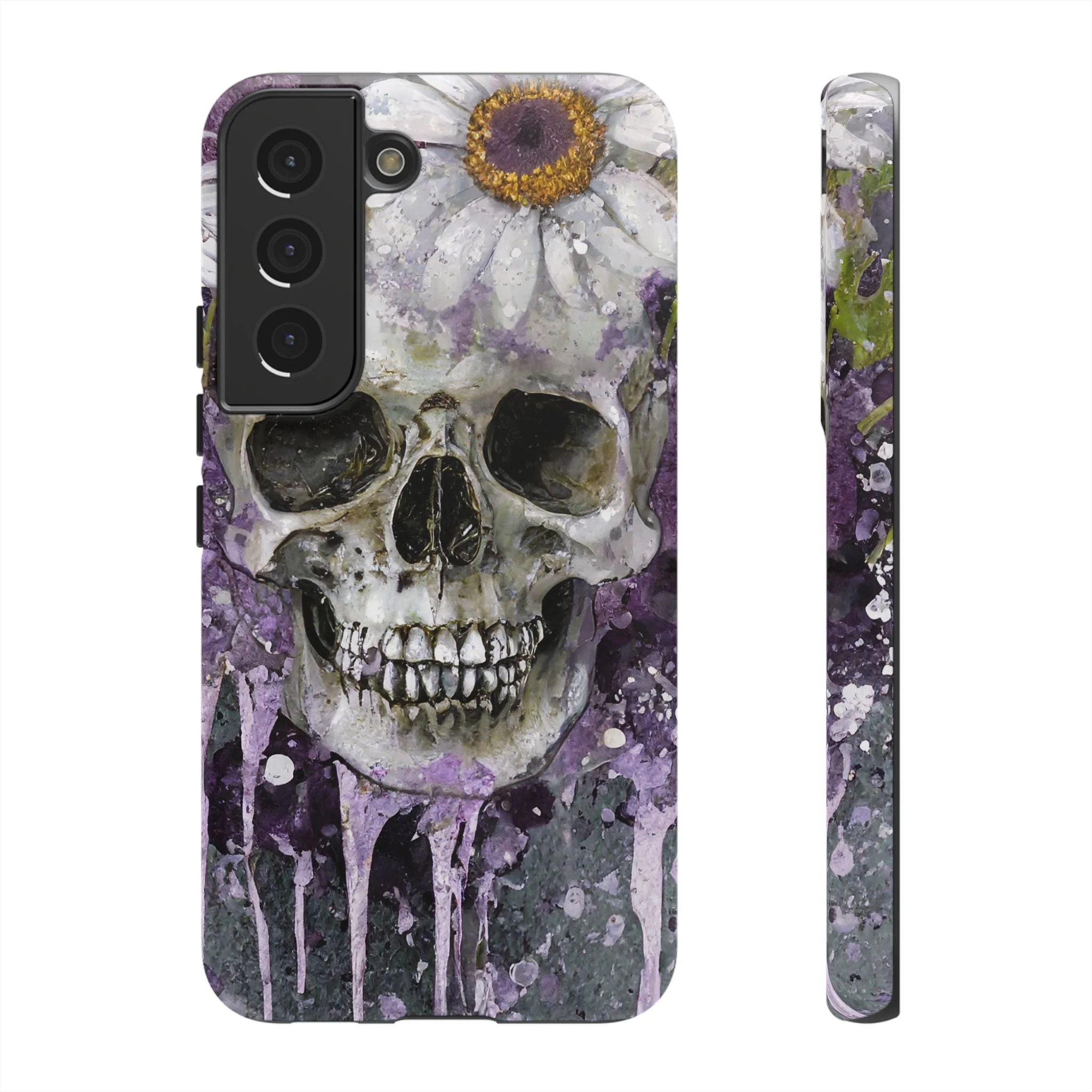 Plum Skull and Daisy Tough Phone Case - Image 24