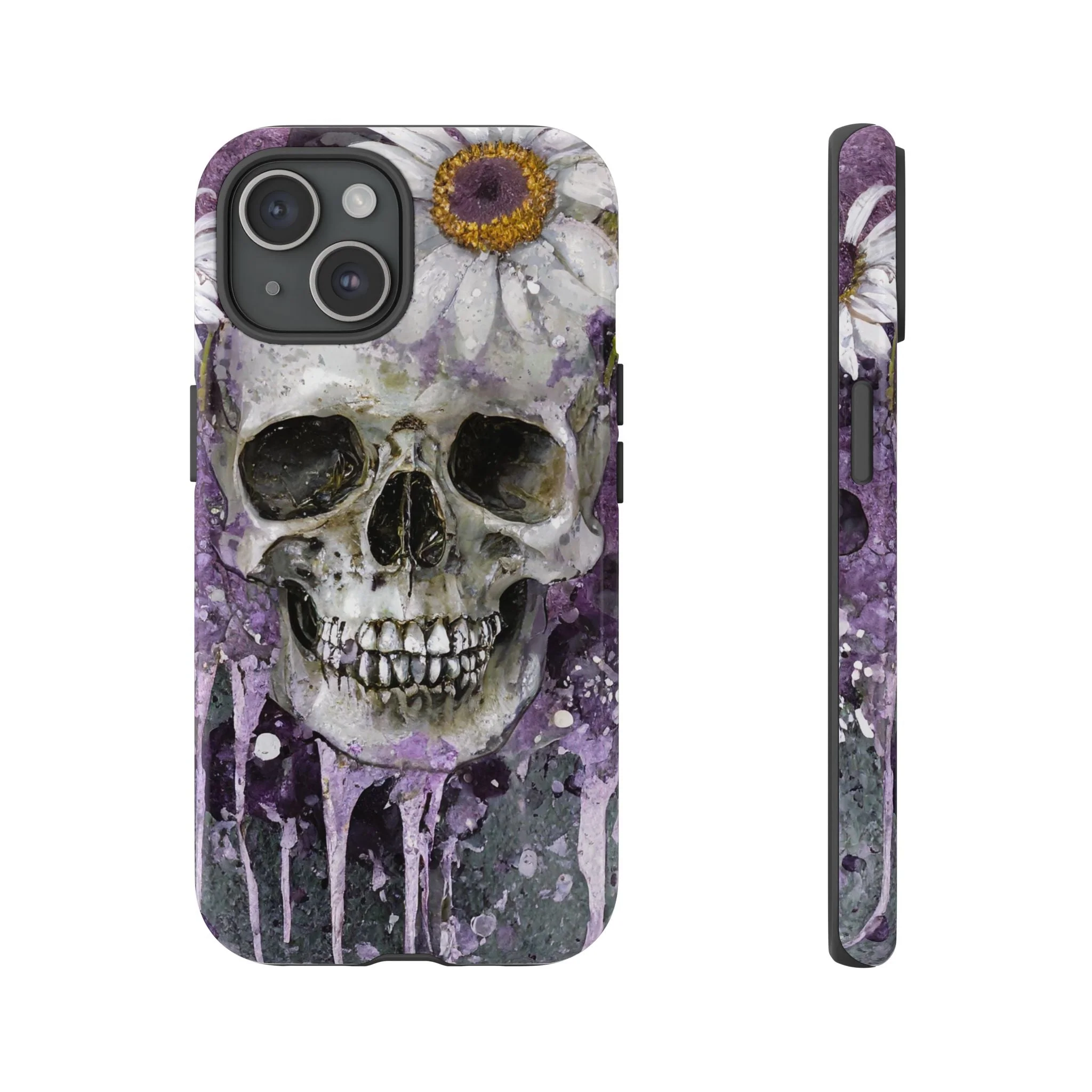 Plum Skull and Daisy Tough Phone Case - Image 31