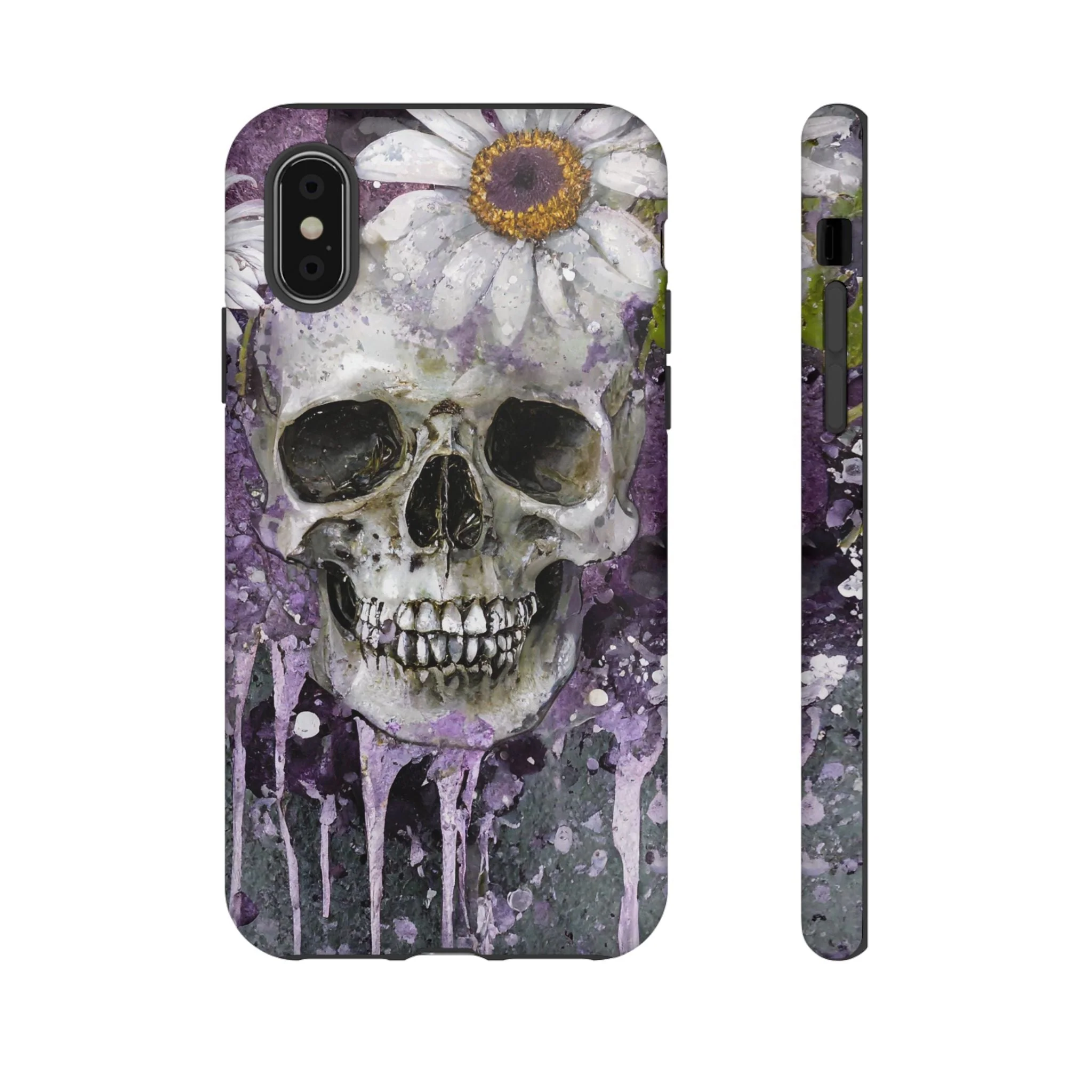 Plum Skull and Daisy Tough Phone Case - Image 8