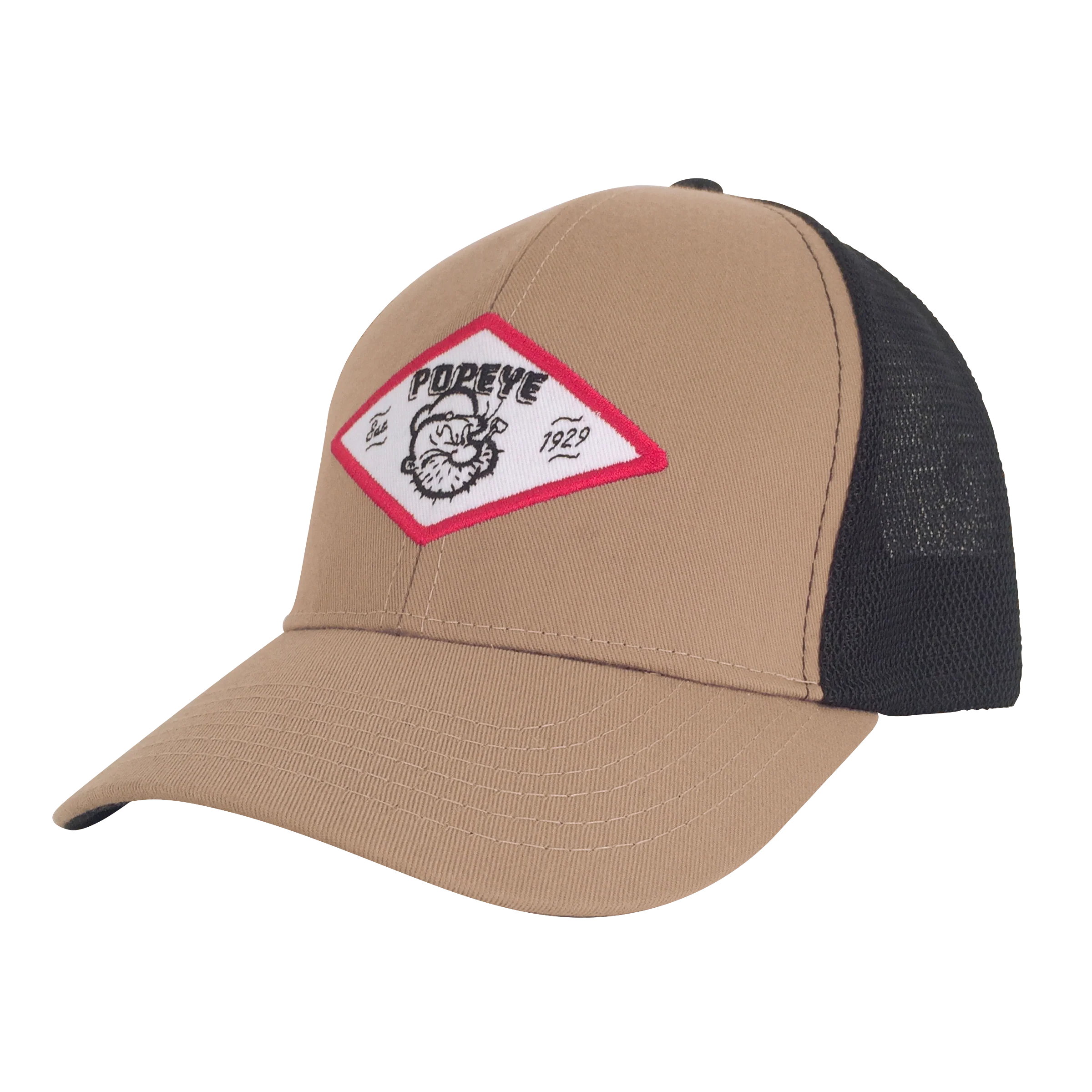 Popeye The Sailor Trucker Hat - Tan and Black