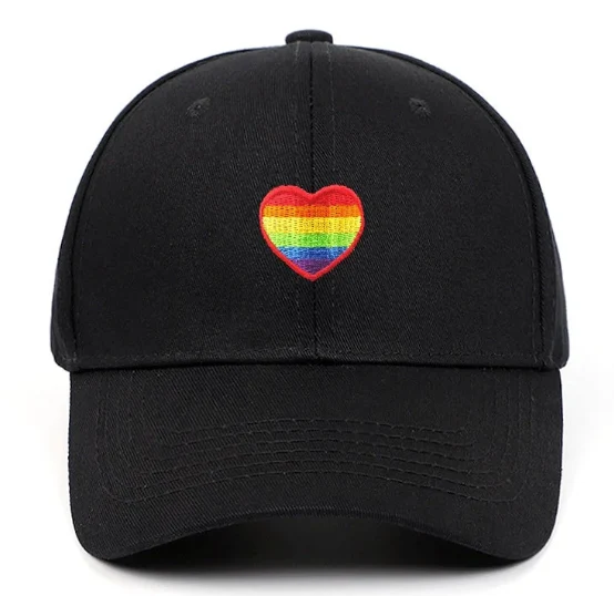 🌈 Pride Heart Embroidered Baseball Cap – Unisex Adjustable Hat (Navy Blue or Black) - Image 2
