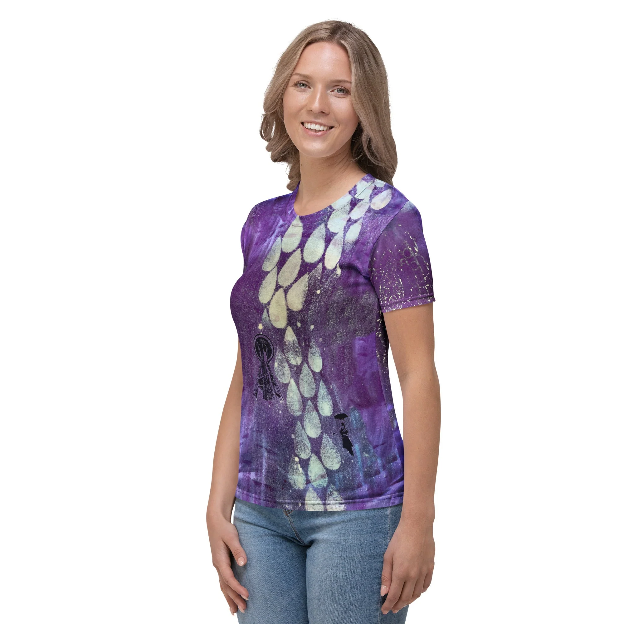 Purple Nebula Cloud with a Chance of Seattle Rain Women's T-shirt - Image 11
