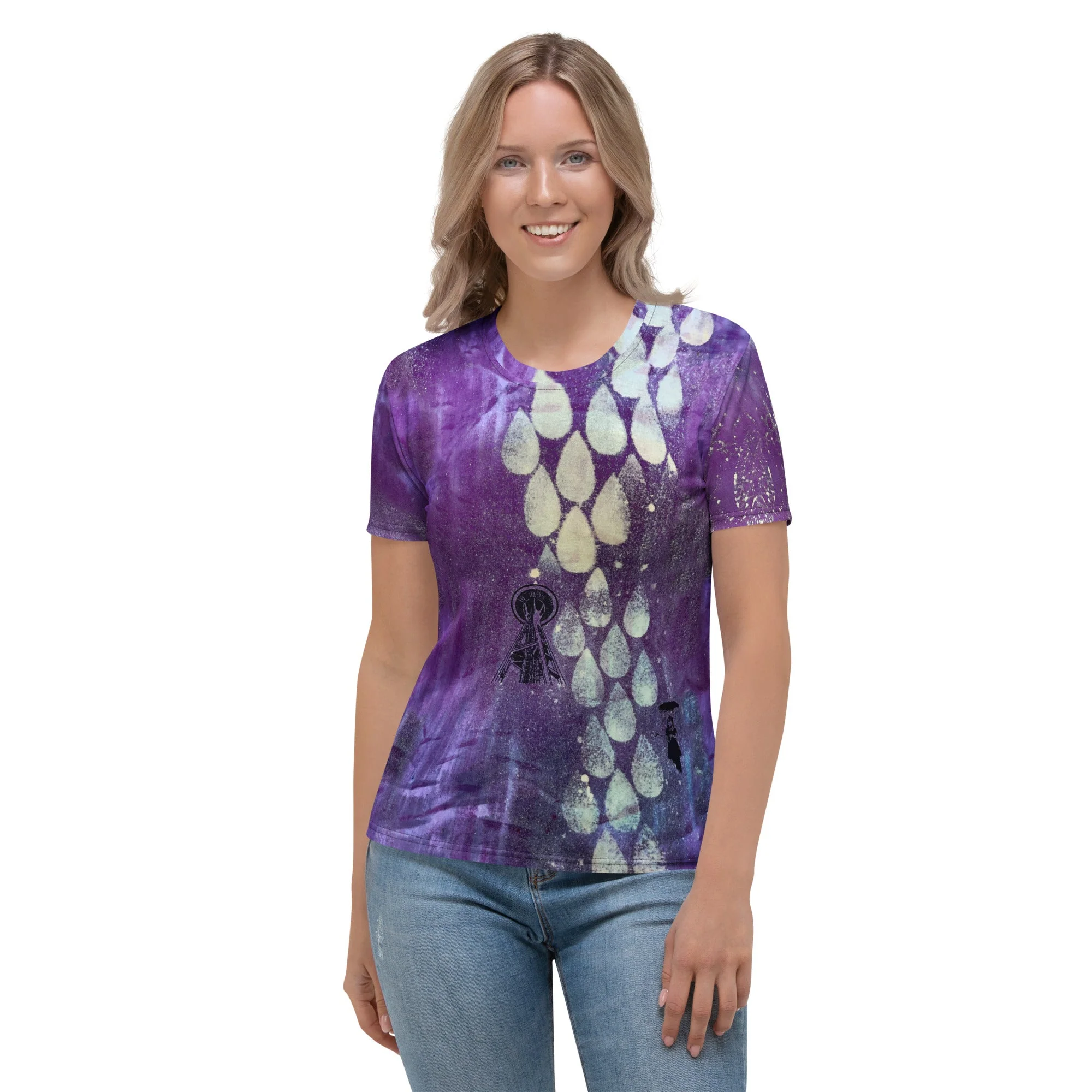 Purple Nebula Cloud with a Chance of Seattle Rain Women's T-shirt - Image 5
