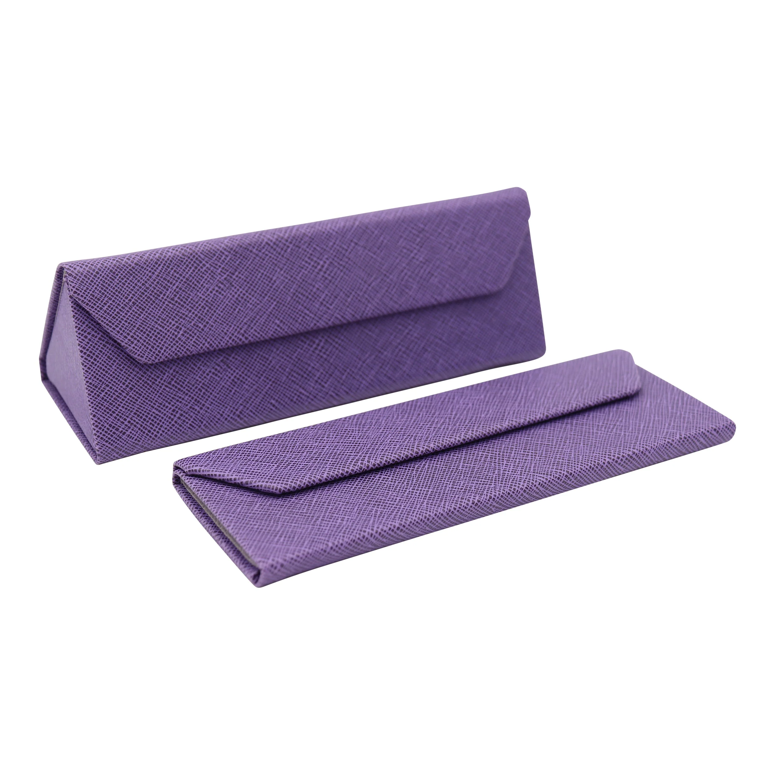 Purple Solid Color Glasses Case - Vegan Leather Magic Folding Hardcase - Image 2