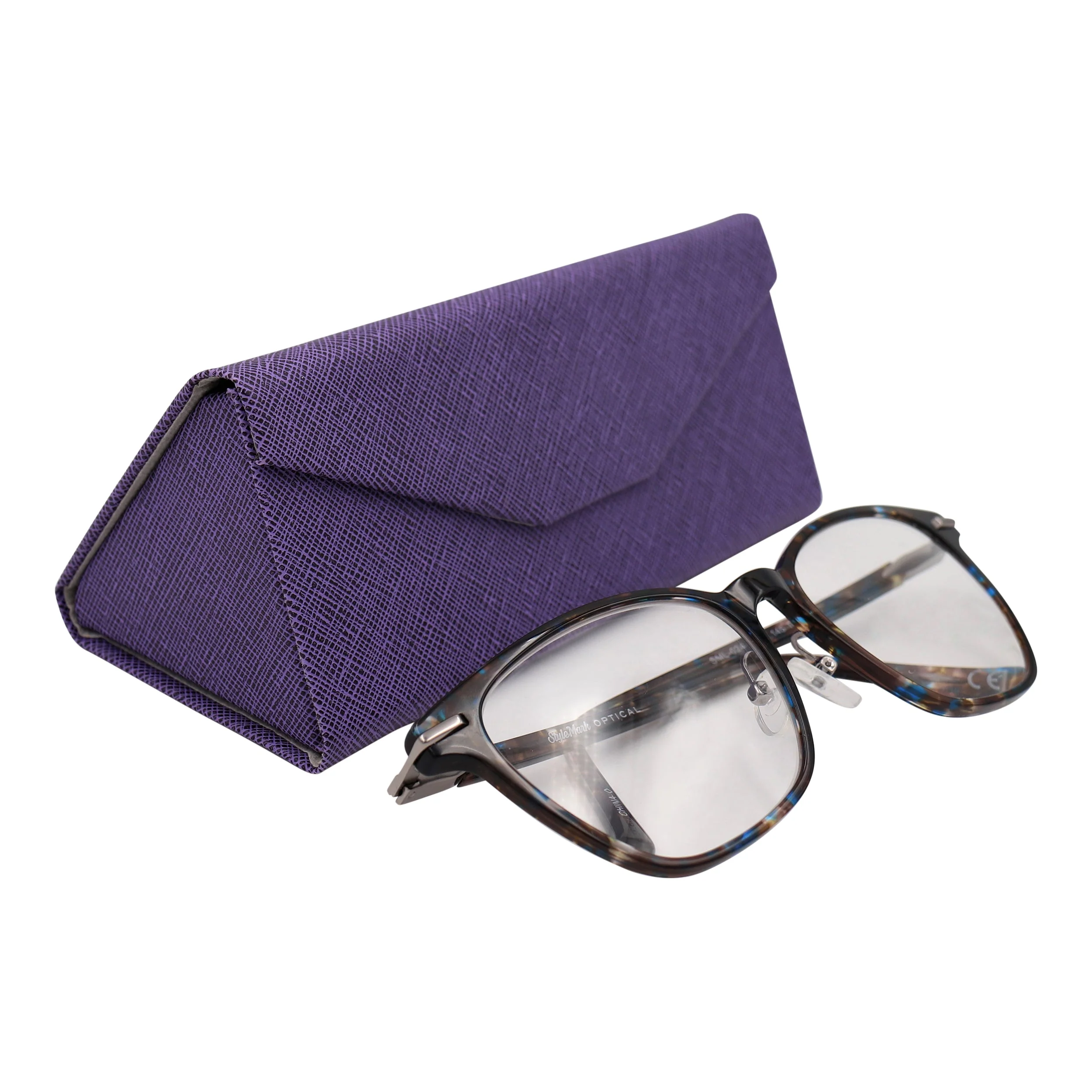 Purple Solid Color Glasses Case - Vegan Leather Magic Folding Hardcase - Image 4