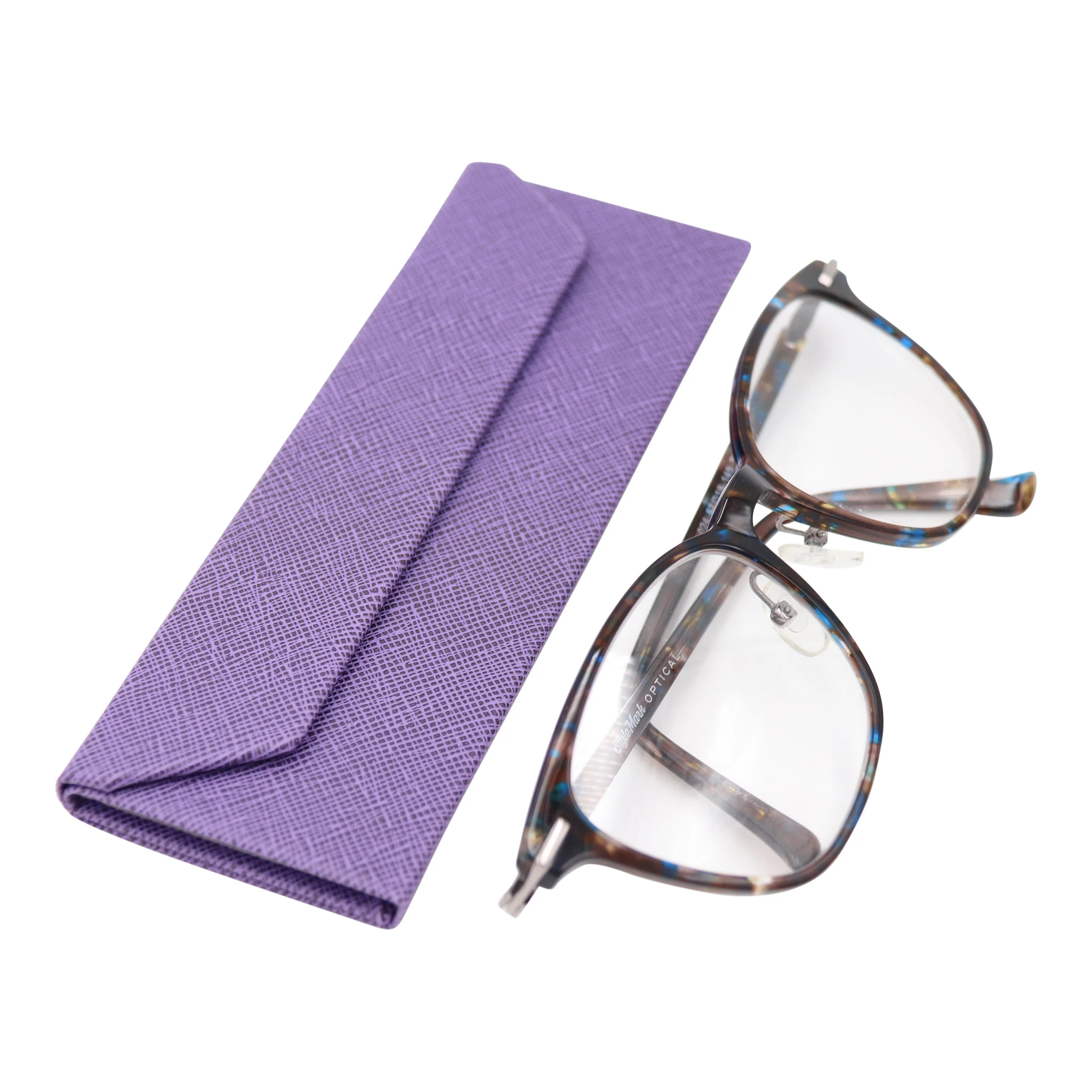 Purple Solid Color Glasses Case - Vegan Leather Magic Folding Hardcase - Image 7