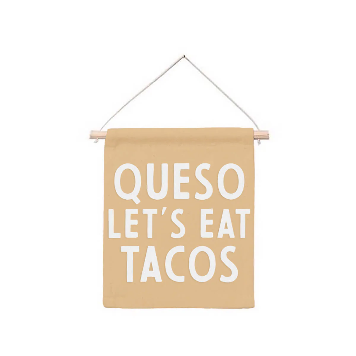 Queso Let's Eat Tacos Hanging Canvas Banner - Image 3