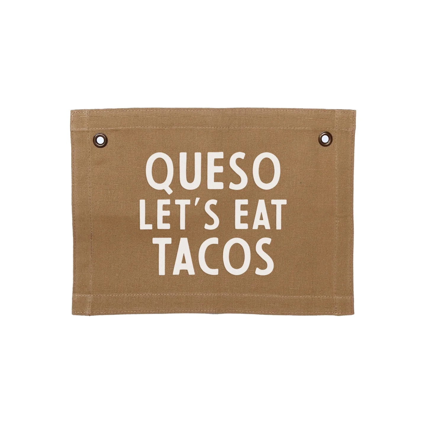 Queso Let's Eat Tacos Small Canvas Flag - Image 3