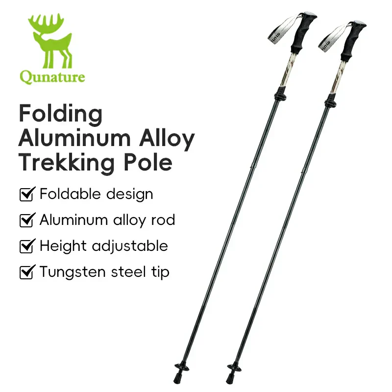 Qunature Foldable Lightweight Aluminum Trekking Pole with Adjustable Height and Grip - Image 4