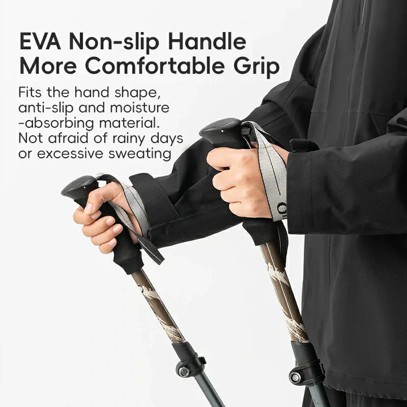 Qunature Foldable Lightweight Aluminum Trekking Pole with Adjustable Height and Grip - Image 6