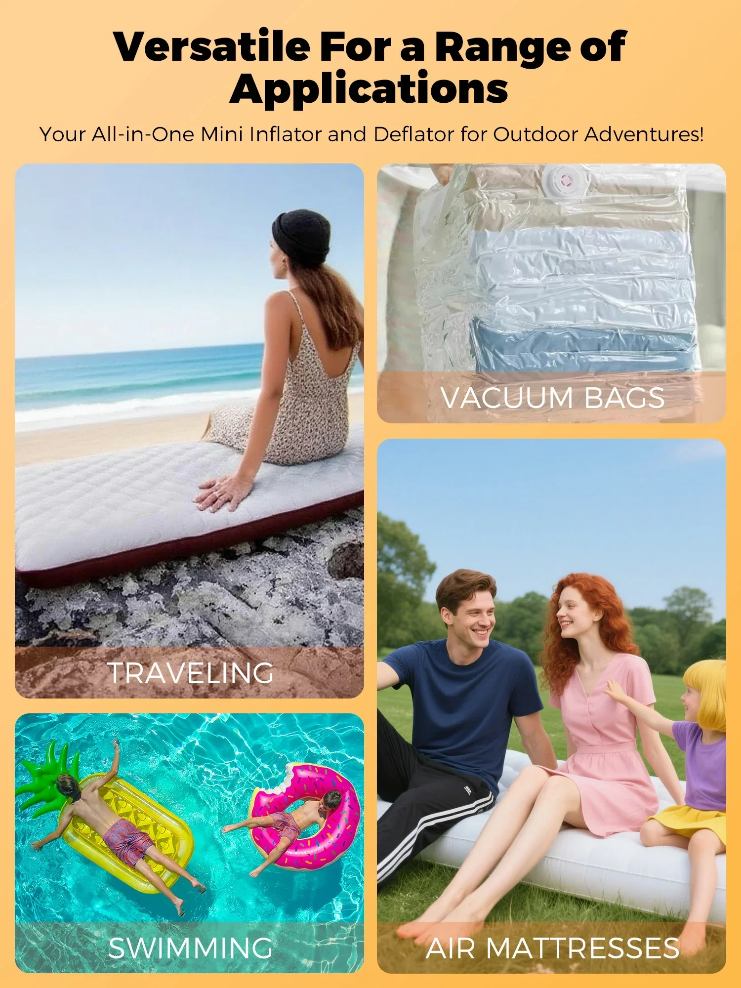 Qunature Mini Electric Pump 1500mAh for Air Bed Mattress,Pool Floats,Swimming Ring,Vacuum Storage Bags - Image 34
