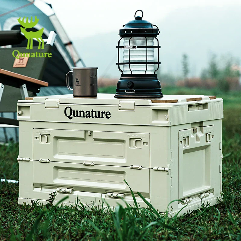 Qunature Outdoor Folding Storage Box with Multi-Door Design and Tabletop Option - Image 5