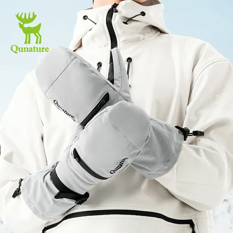 Qunature Windproof Waterproof Thermal Ski Gloves Double-Layer Insulation Touchscreen - Image 5