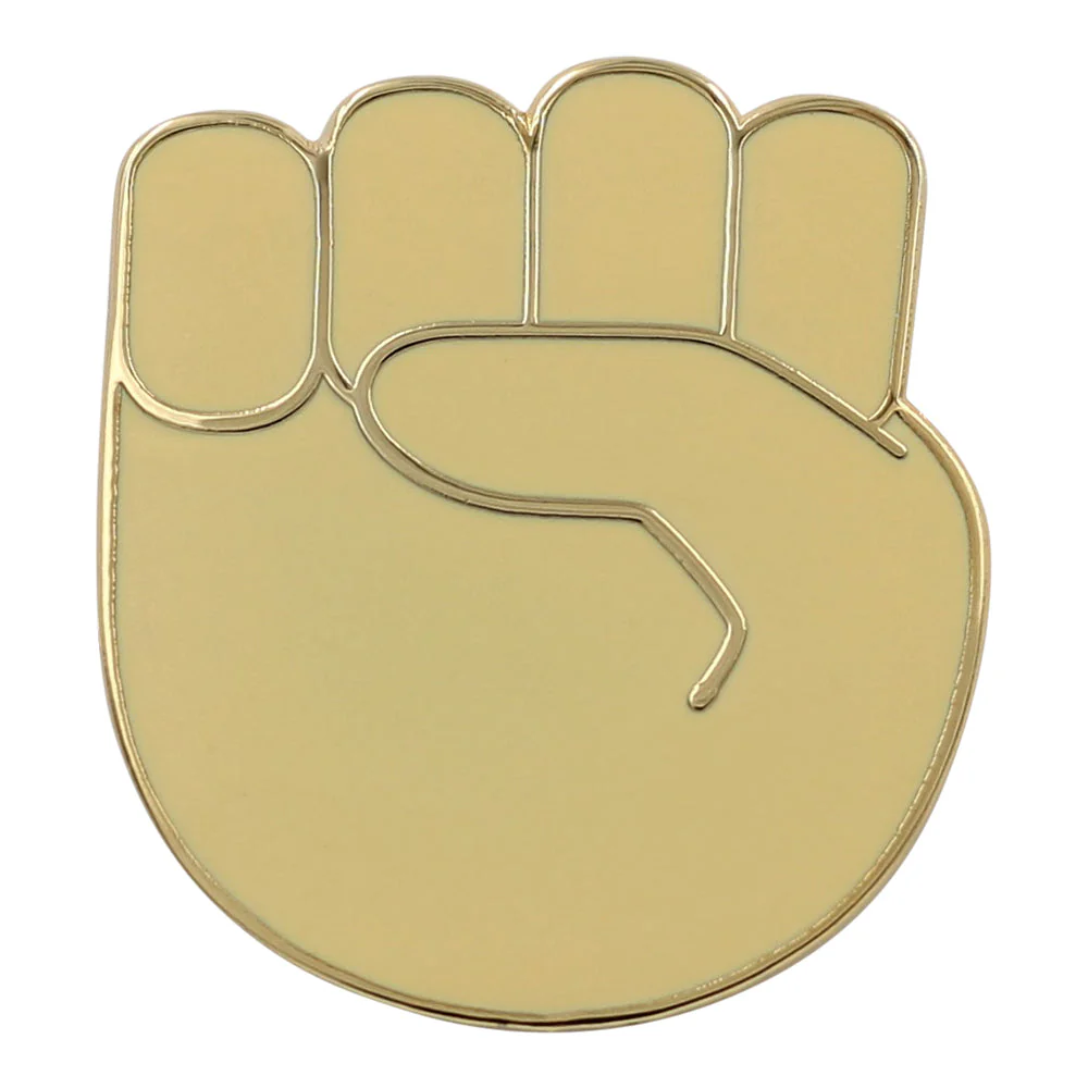 Raised Fist Emoji - Black & Gold Enamel Pin - Image 3
