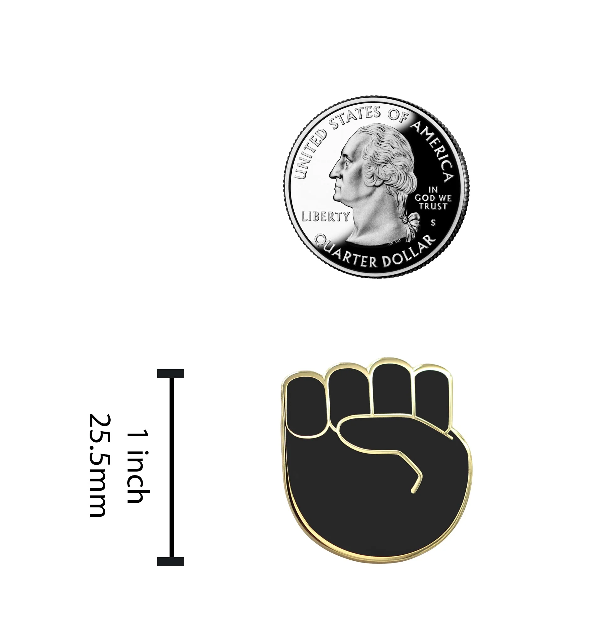 Raised Fist Emoji - Black & Gold Enamel Pin - Image 7