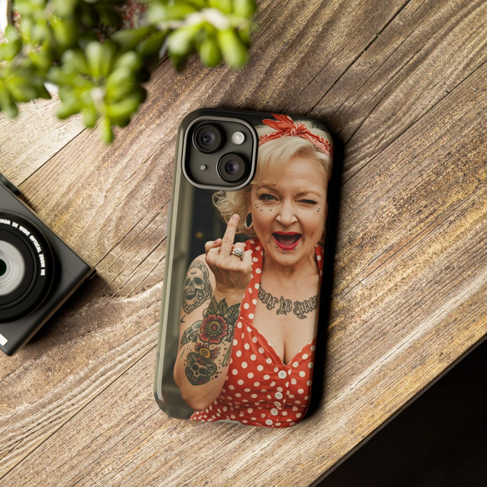 Rebellious Tattooed Betty White Tough Phone Case - Image 14