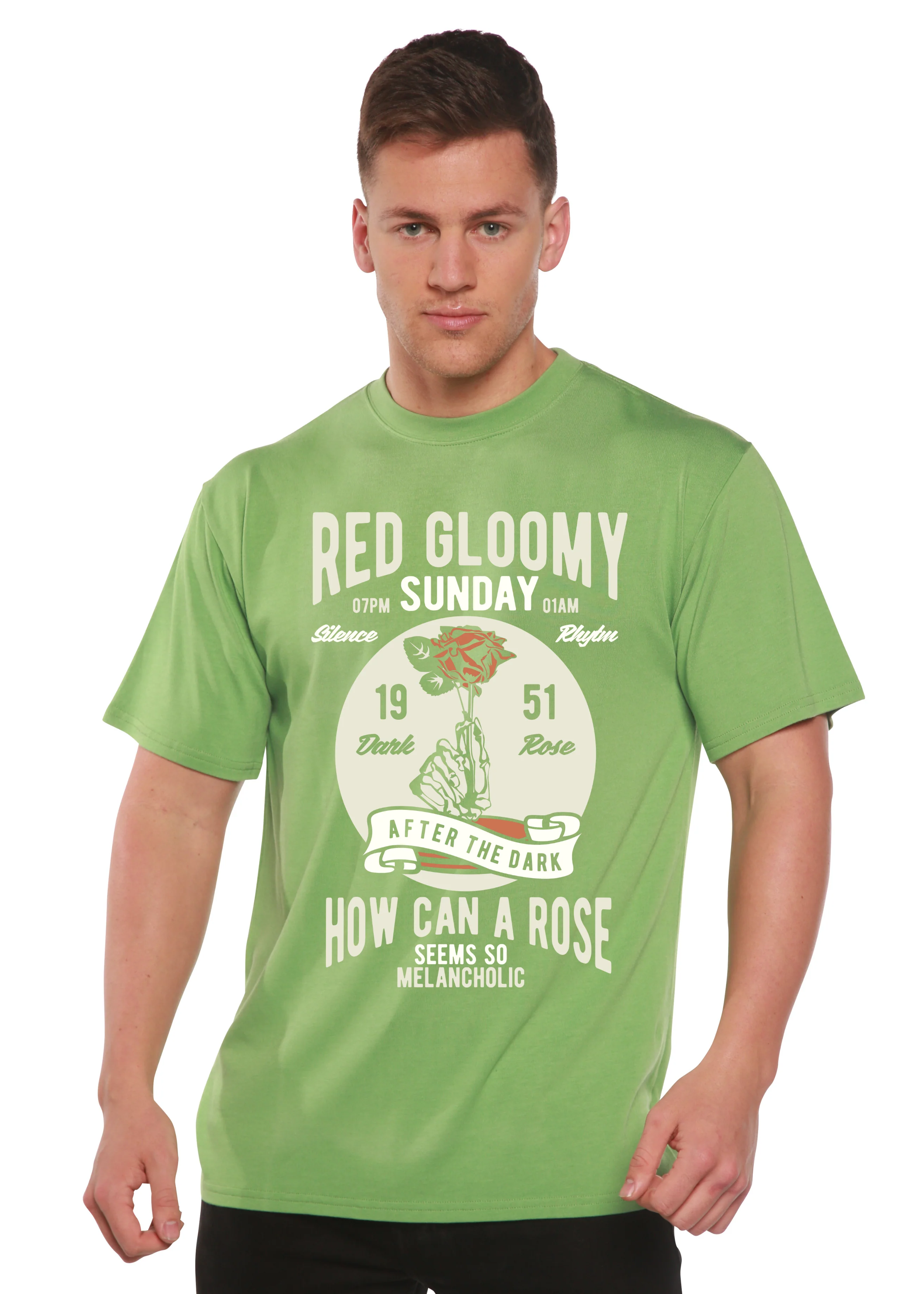 Red Gloomy Spun Bamboo® Men's Bamboo Viscose/Organic Cotton Short Sleeve Graphic T-Shirt - Image 6