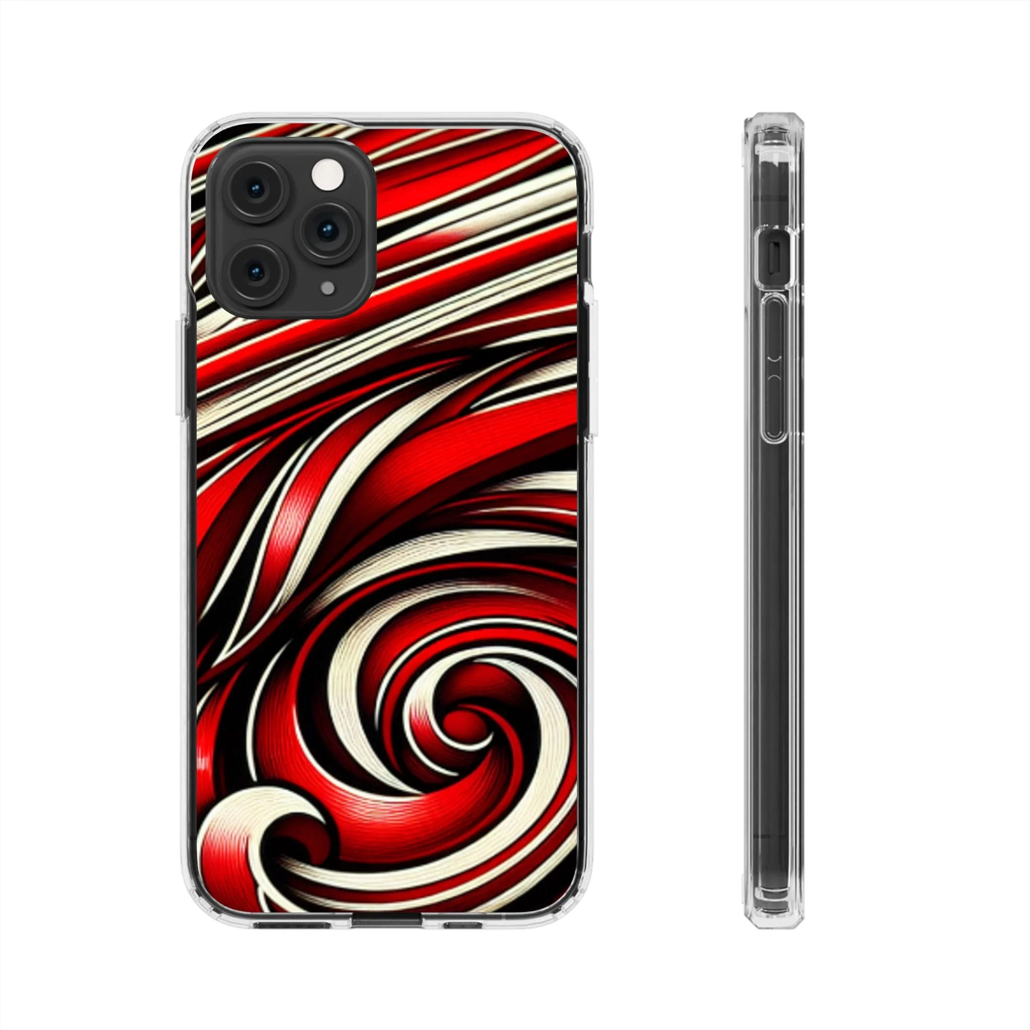 Red & White Swirl Abstract Clear Phone Case - Image 11